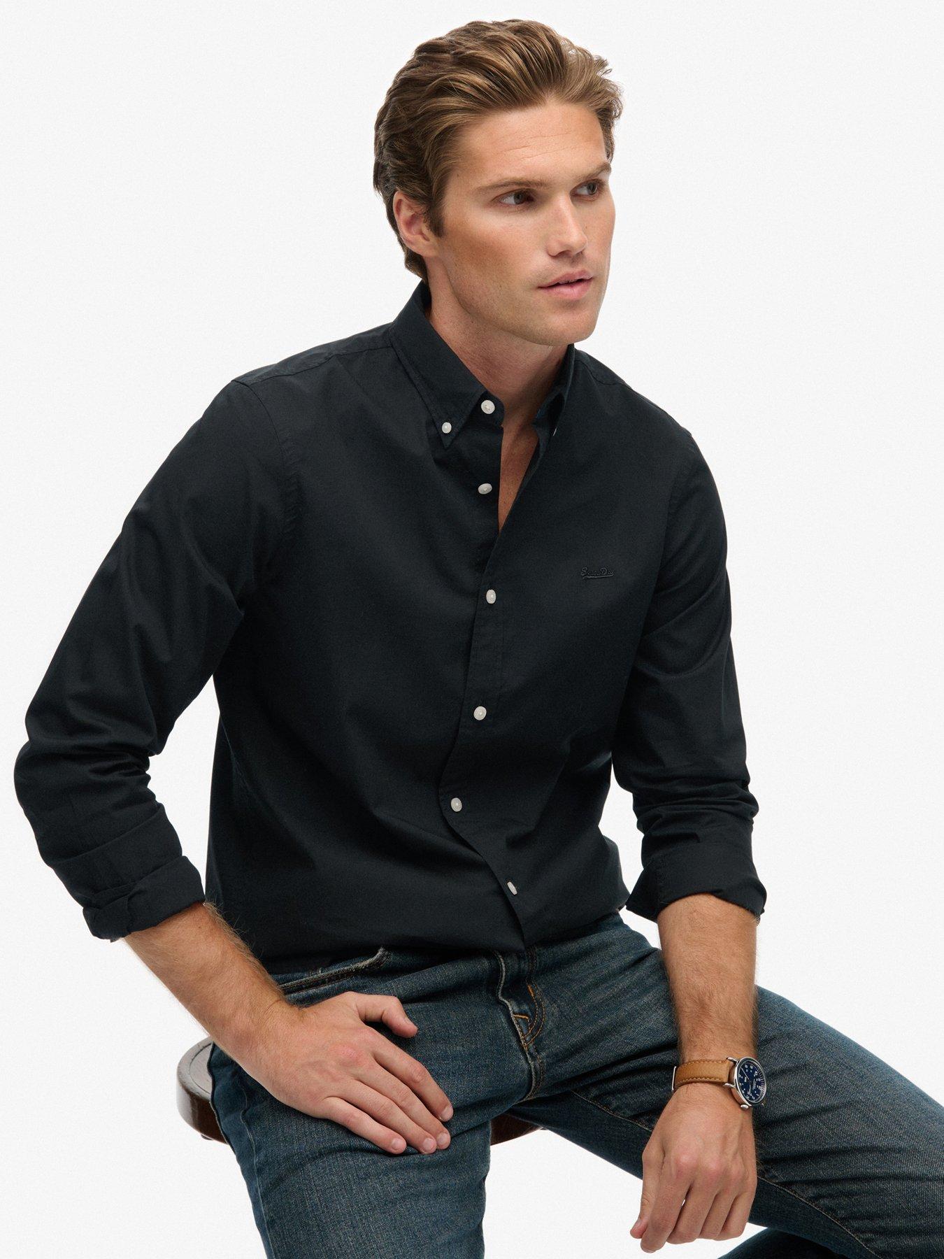 Image 5 of 6 of Superdry Essentials Tailored Long Sleeve Shirt - Black