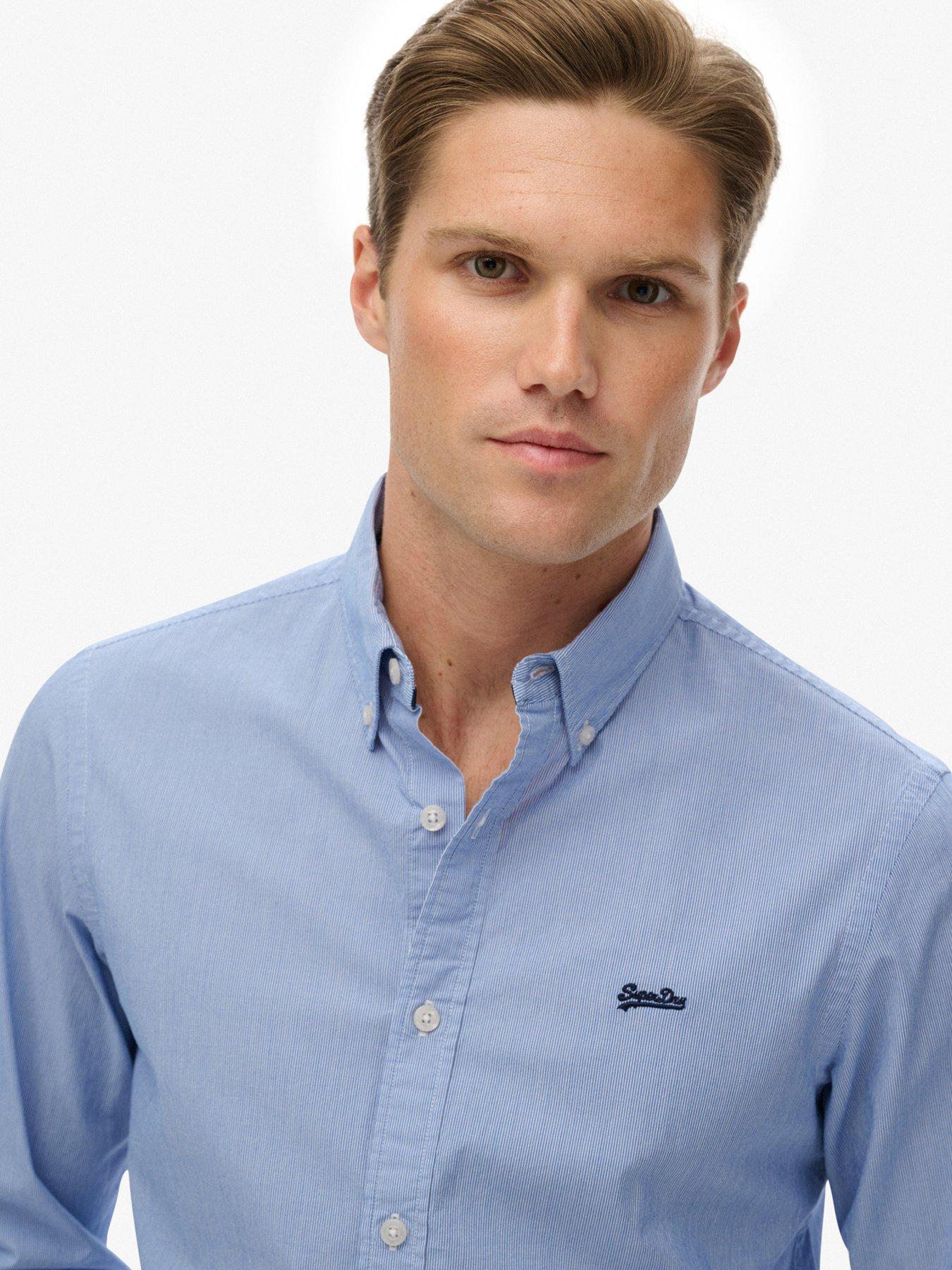 Image 4 of 6 of Superdry Essentials Tailored Long Sleeve Shirt - Blue
