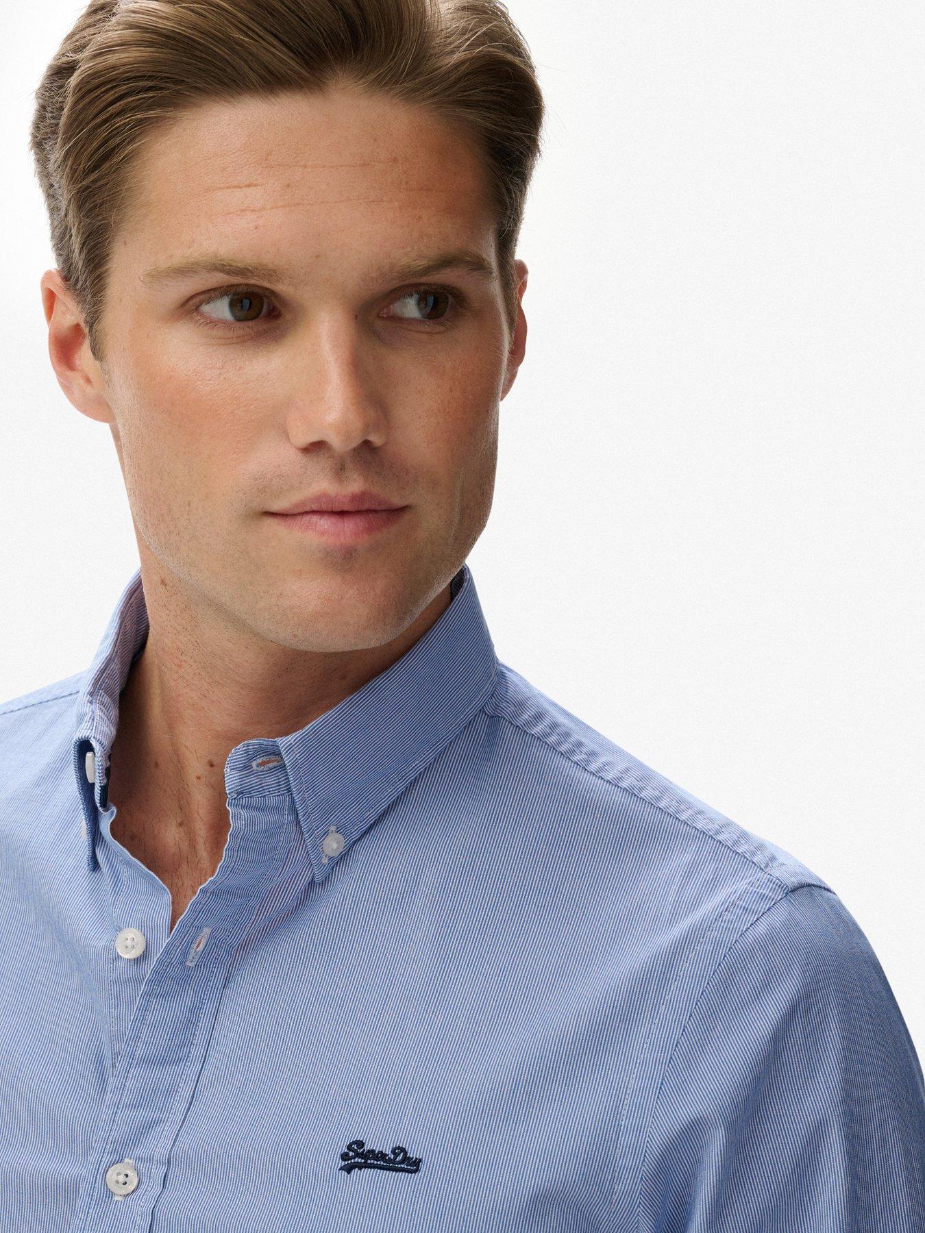 Image 5 of 6 of Superdry Essentials Tailored Long Sleeve Shirt - Blue