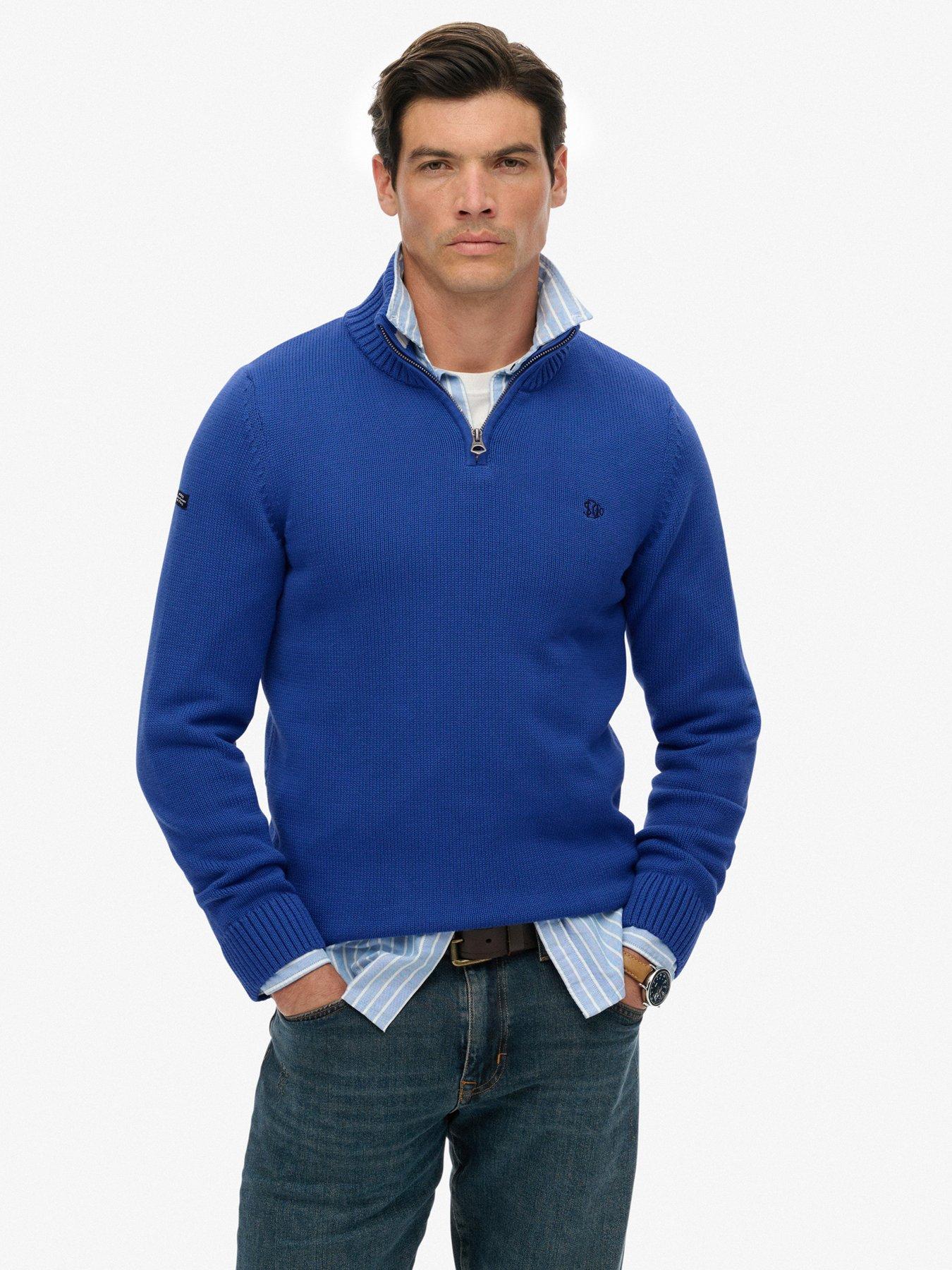  image of superdry-cotton-half-zip-knitted-jumper