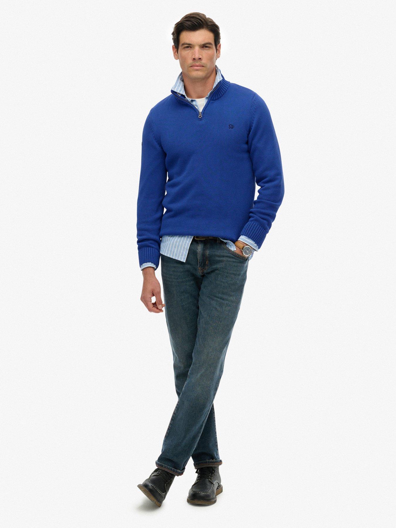  image of superdry-cotton-half-zip-knitted-jumper