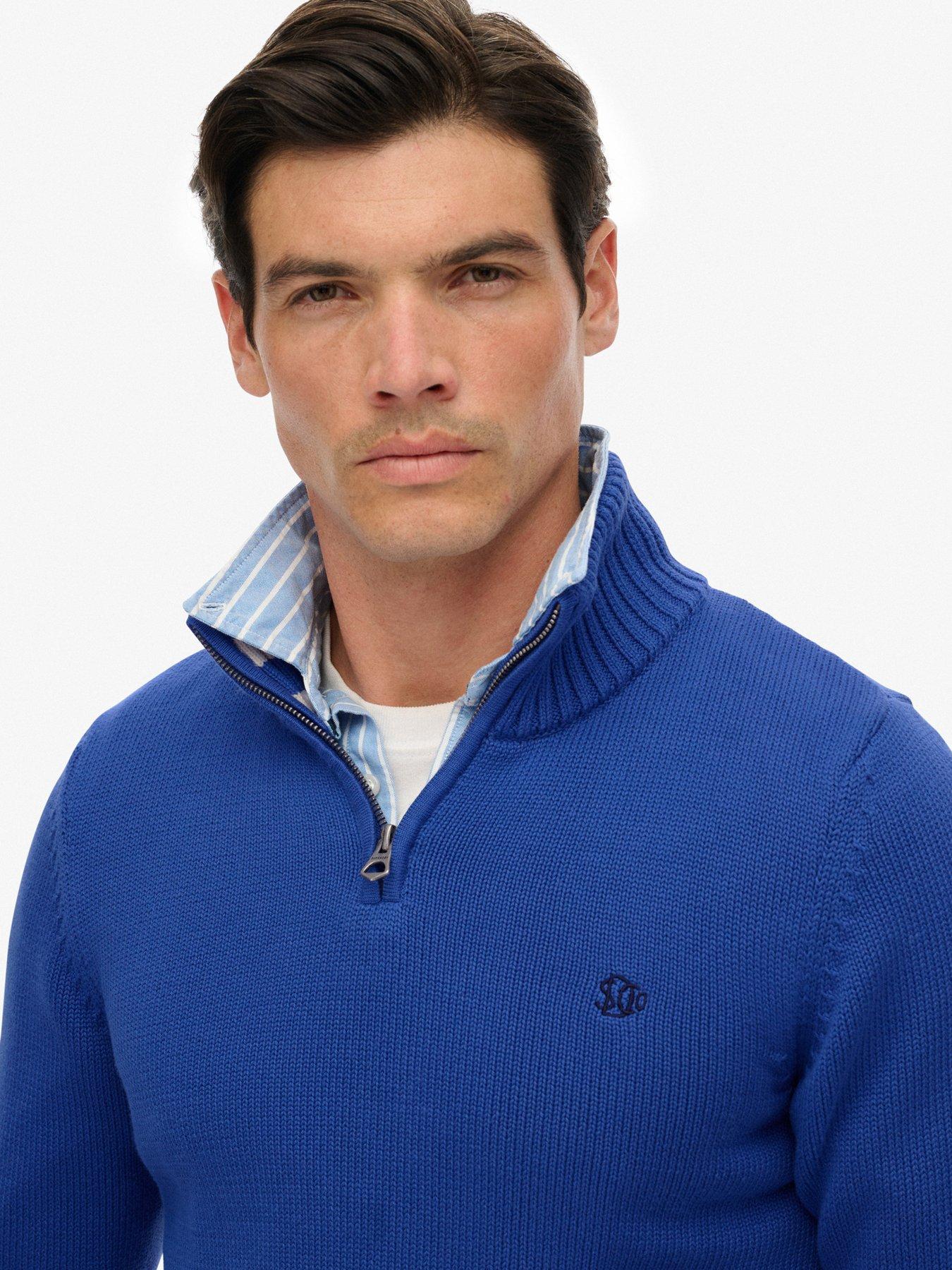  image of superdry-cotton-half-zip-knitted-jumper