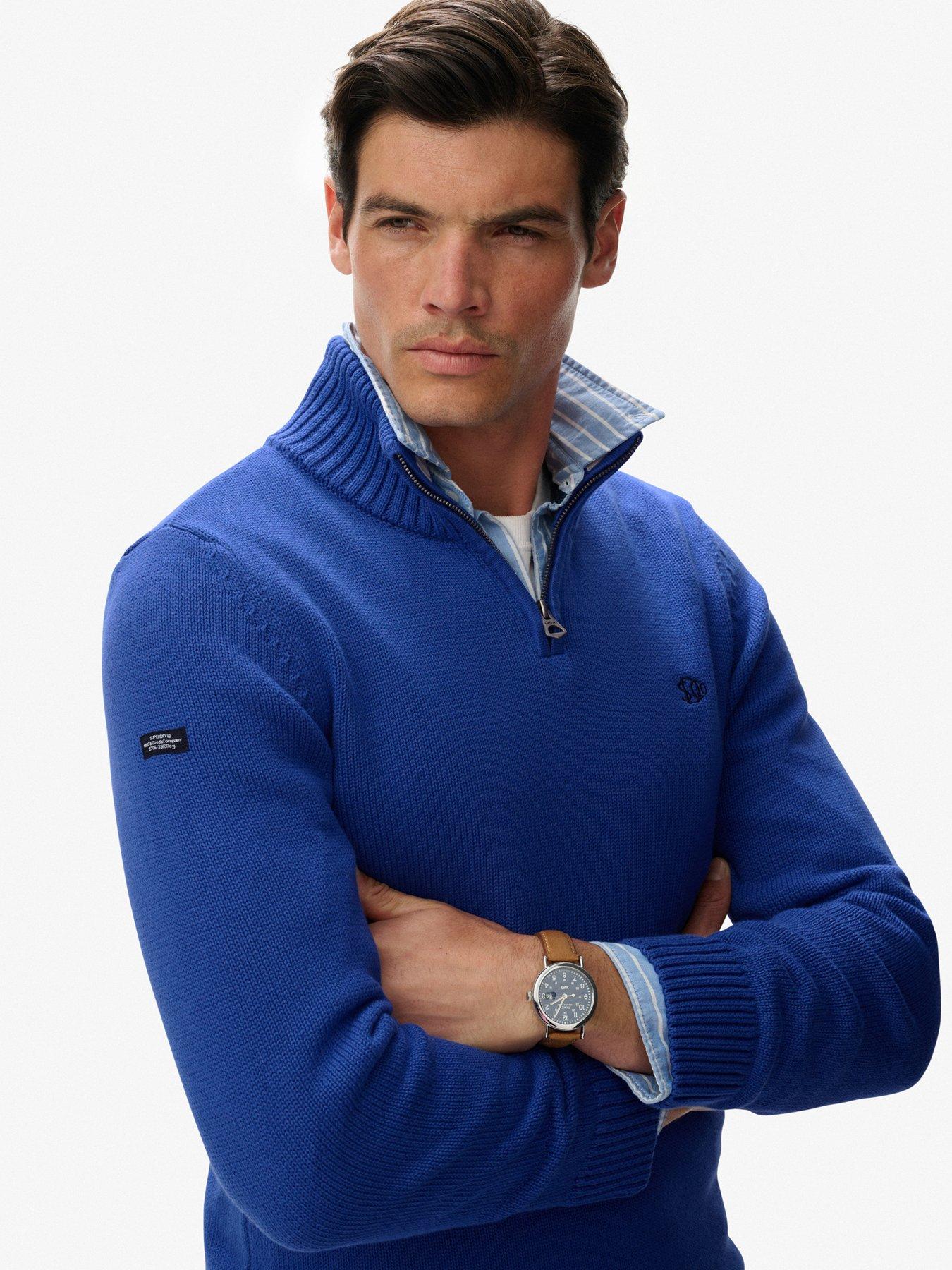  image of superdry-cotton-half-zip-knitted-jumper