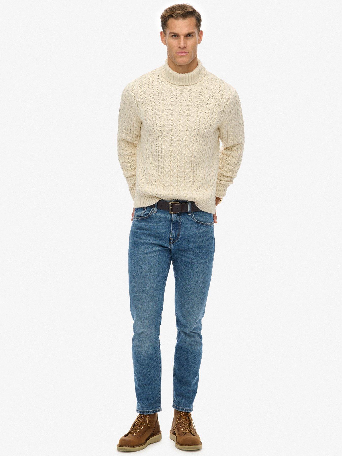  image of superdry-jacob-cable-roll-neck-jumper-cream
