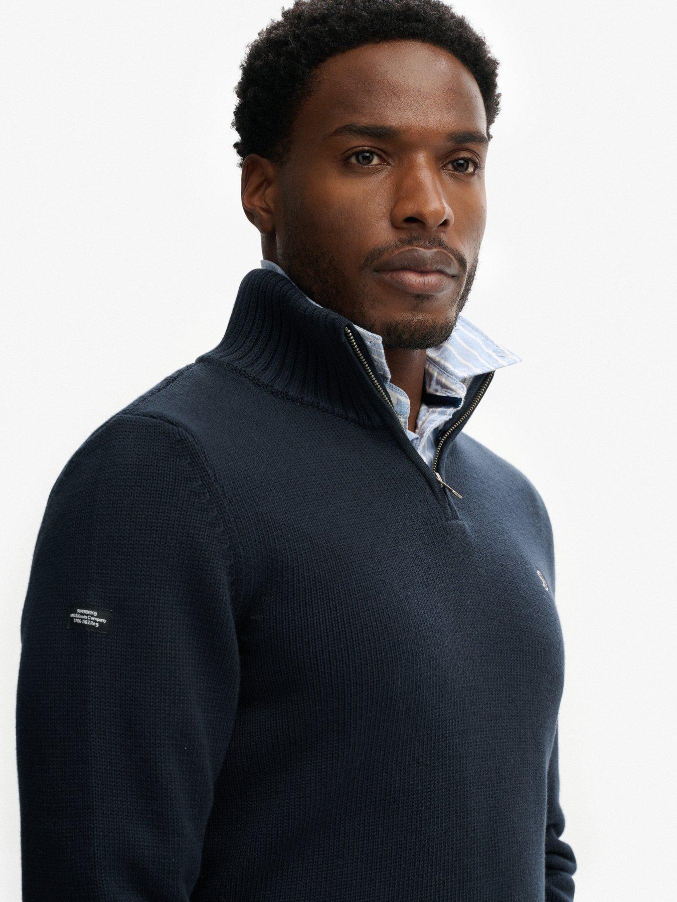  image of superdry-cotton-half-zip-knit-jumper