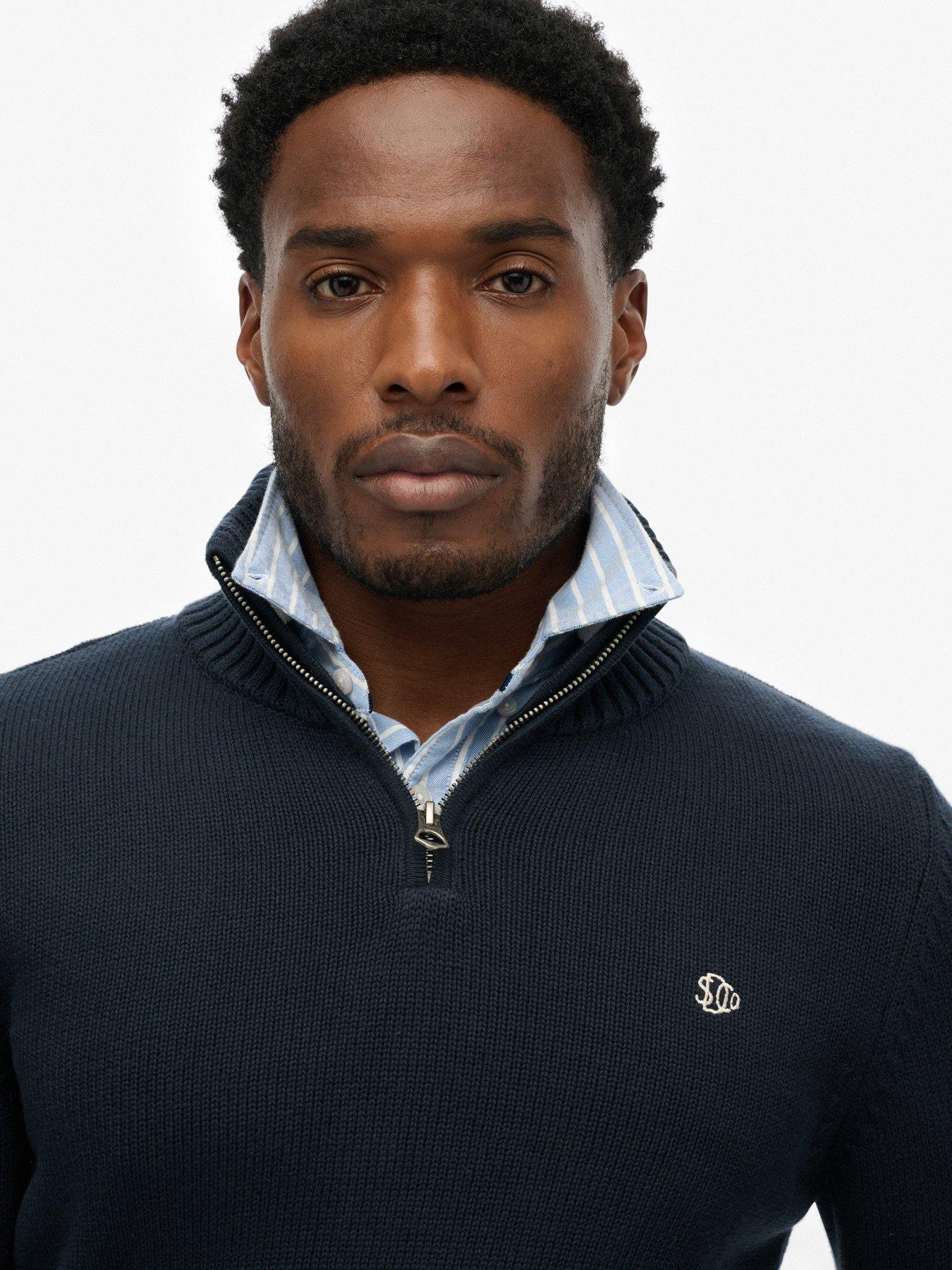  image of superdry-cotton-half-zip-knit-jumper