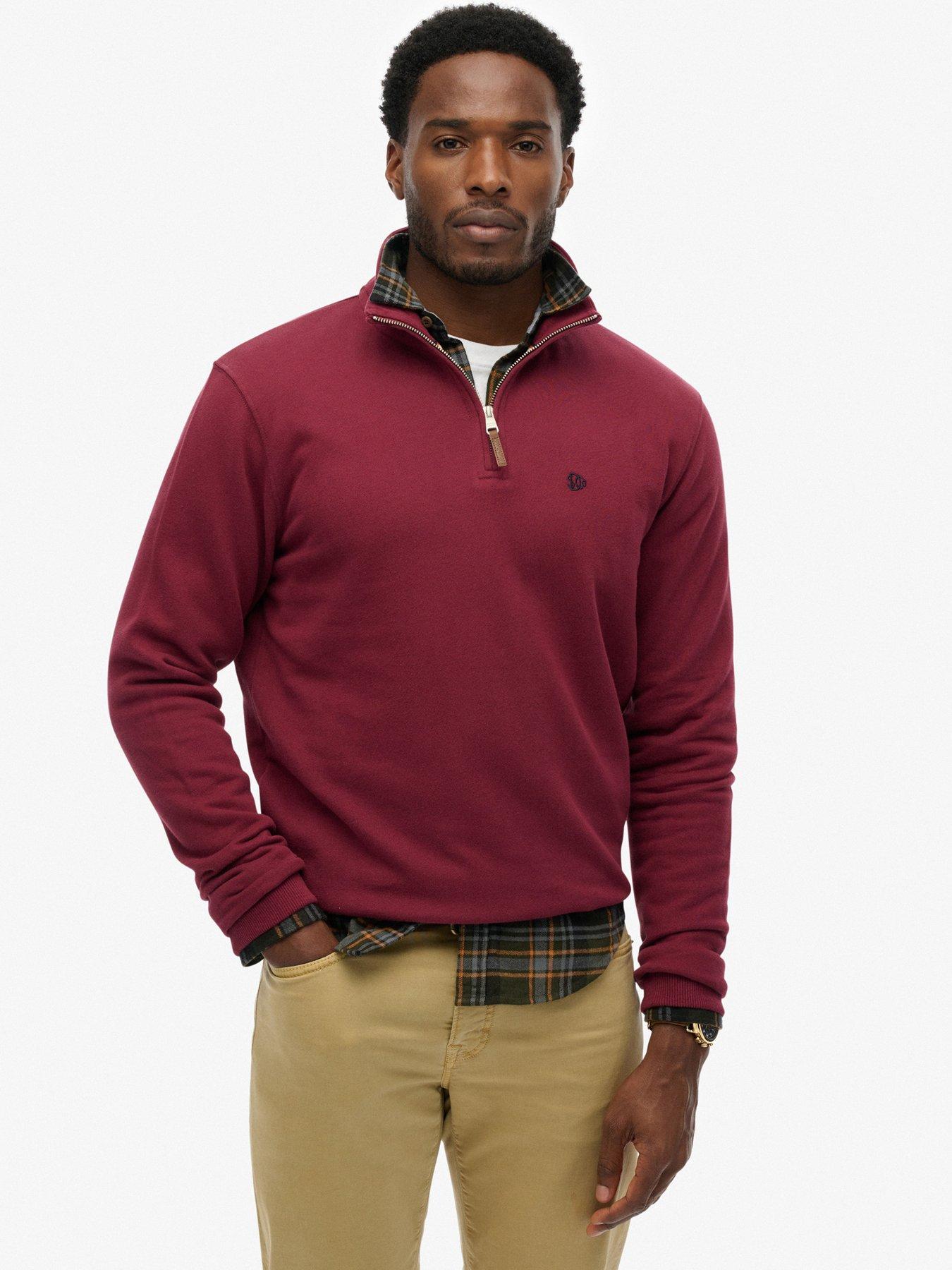  image of superdry-preppy-half-zip-henley-dark-red
