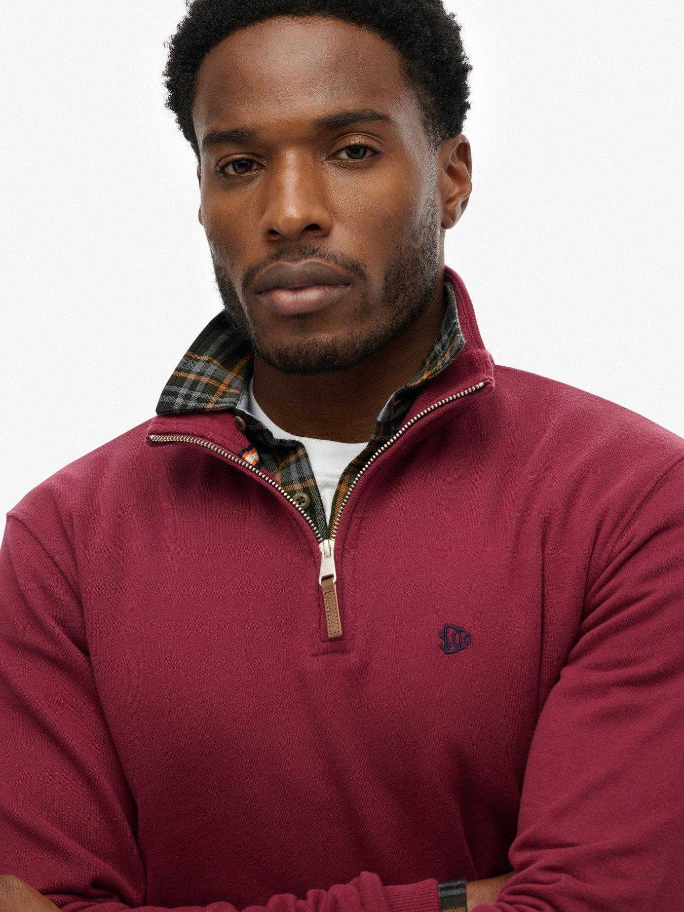  image of superdry-preppy-half-zip-henley-dark-red