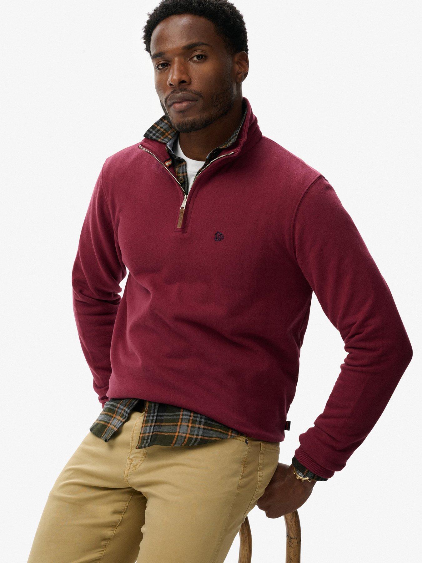  image of superdry-preppy-half-zip-henley-dark-red