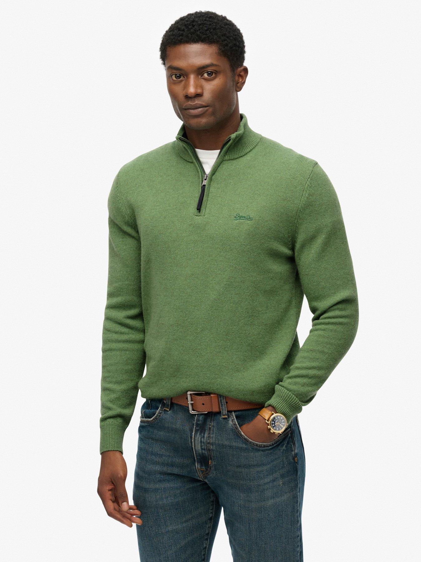 Superdry Wool Blend Half Zip Knitted Jumper - Green