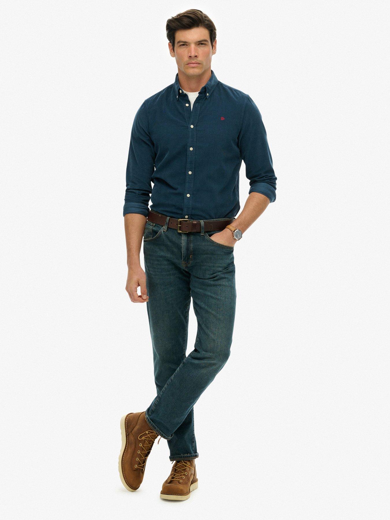 Image 3 of 6 of Superdry Classic Needle Cord Long Sleeve Shirt - Blue