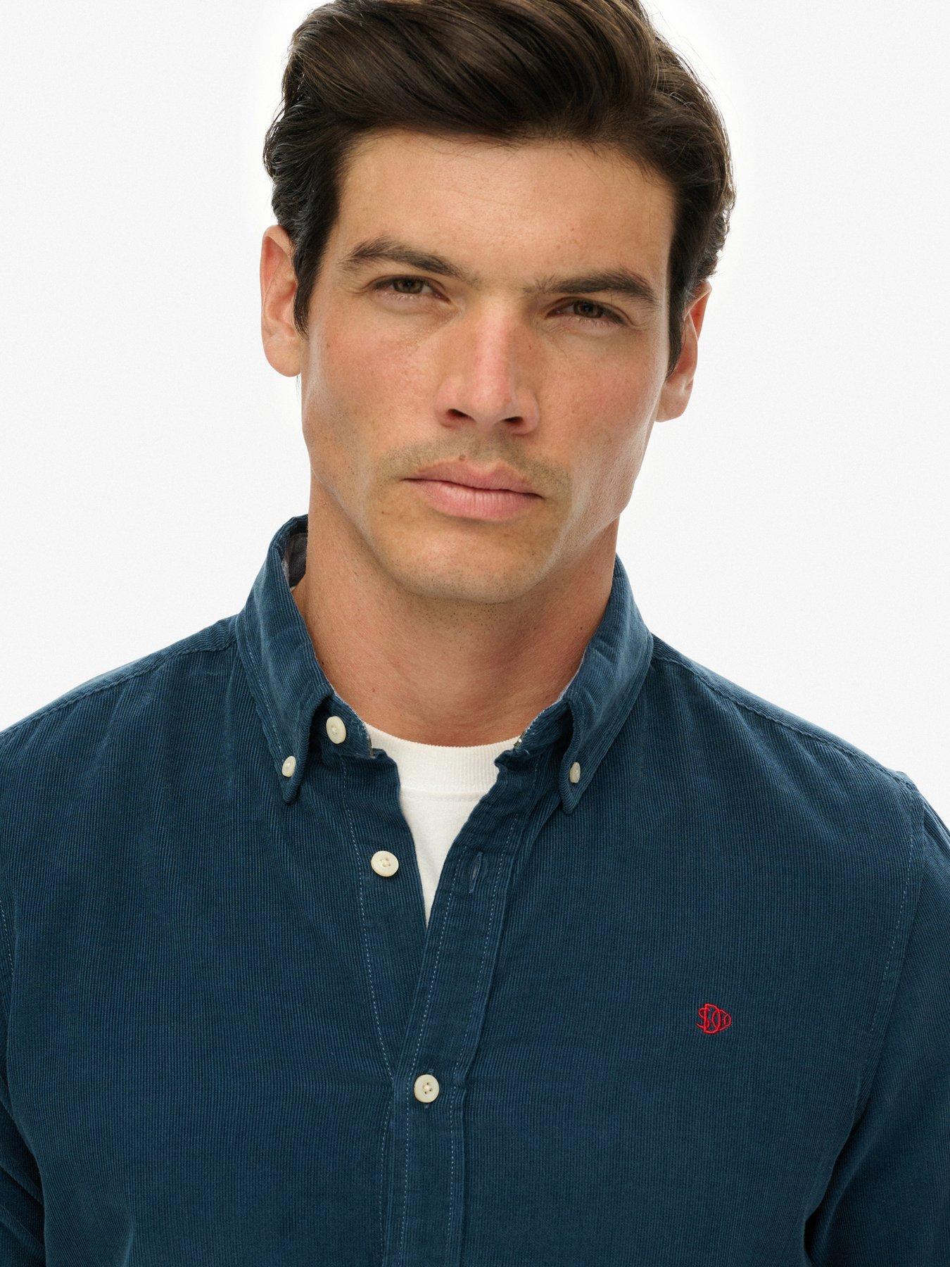 Image 4 of 6 of Superdry Classic Needle Cord Long Sleeve Shirt - Blue