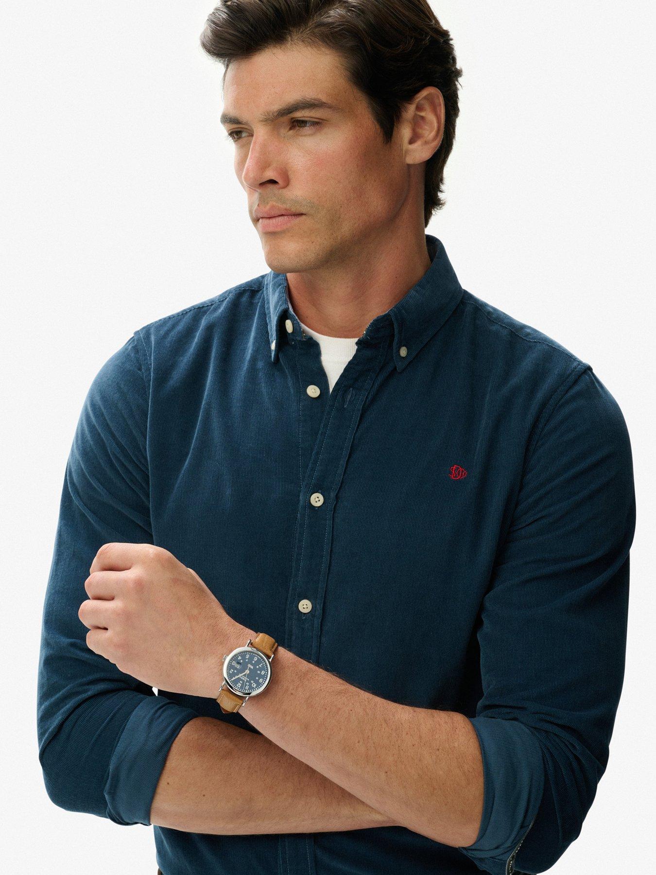 Image 5 of 6 of Superdry Classic Needle Cord Long Sleeve Shirt - Blue