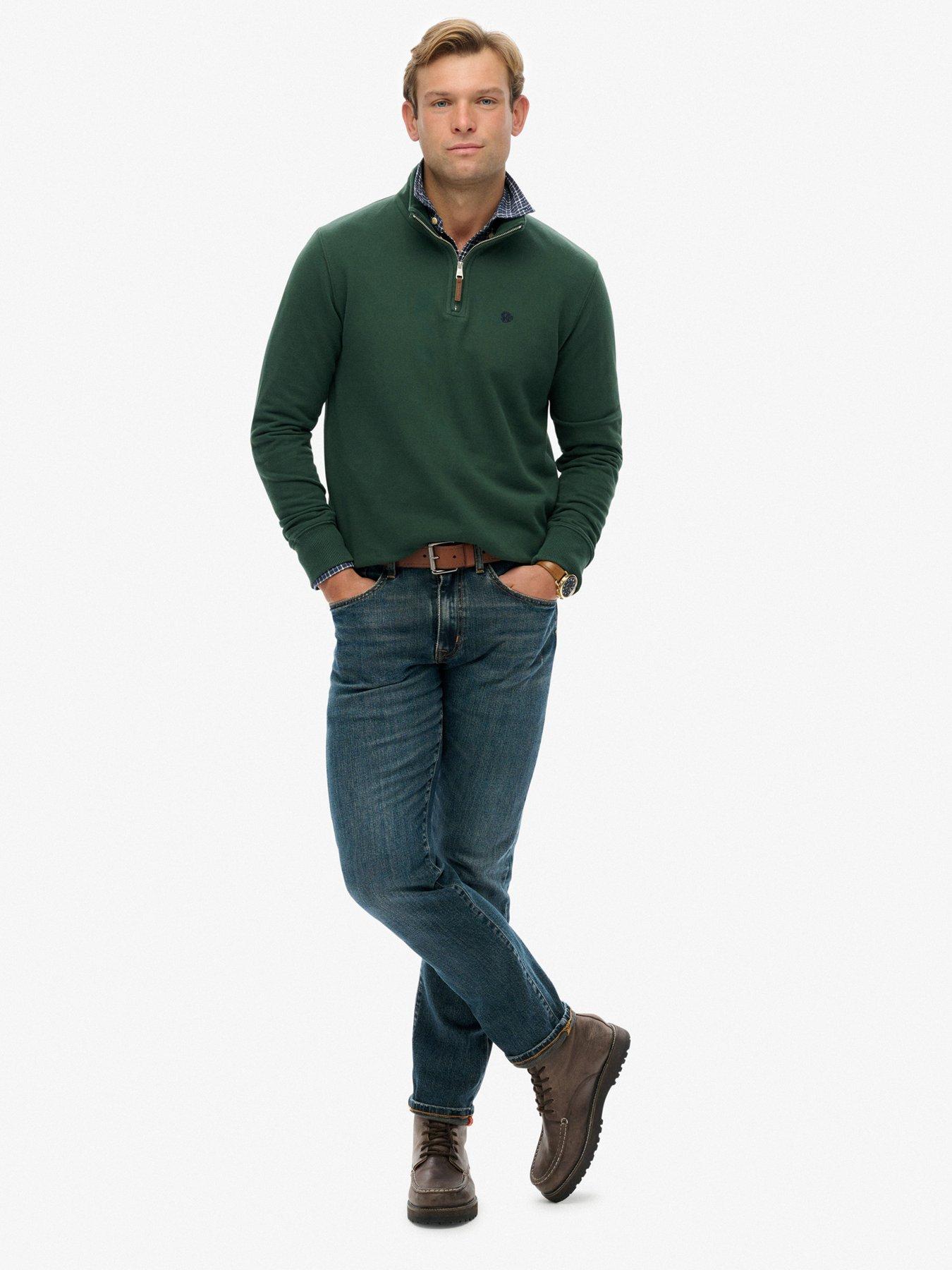  image of superdry-preppy-half-zip-henley-green