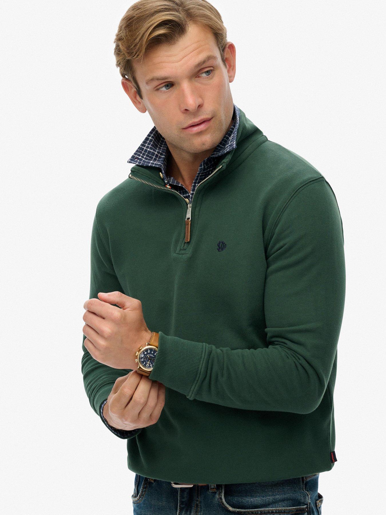  image of superdry-preppy-half-zip-henley-green