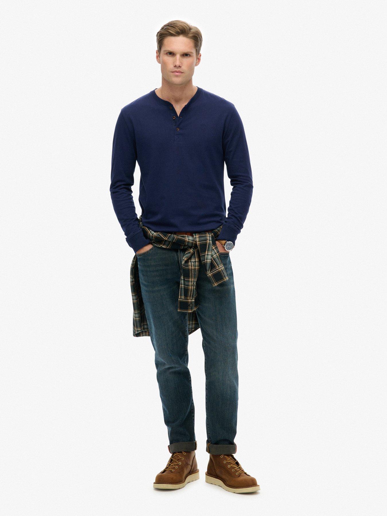  image of superdry-classic-essential-grandad-long-sleeve-t-shirt