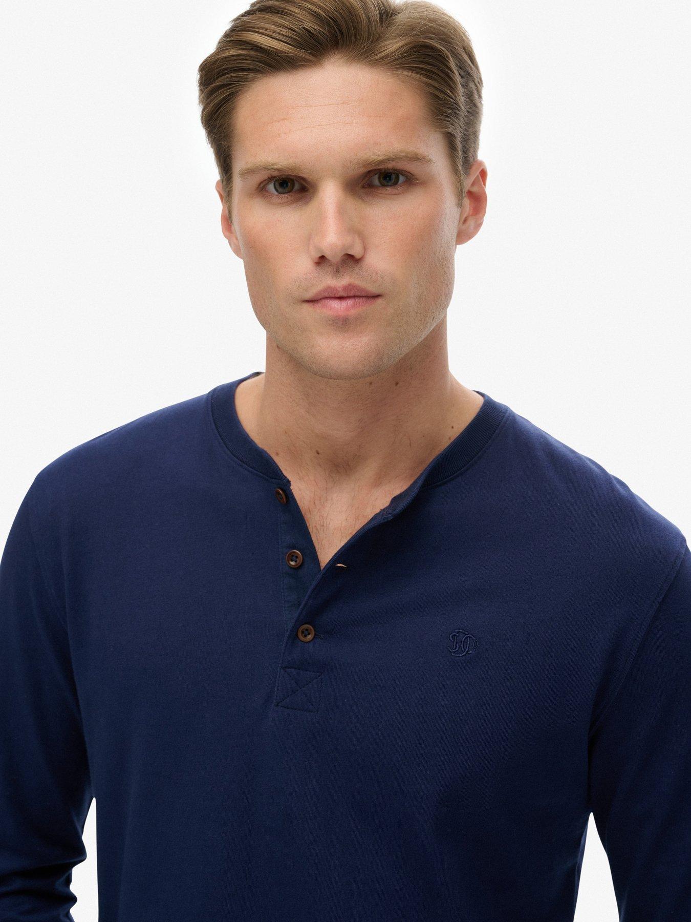  image of superdry-classic-essential-grandad-long-sleeve-t-shirt