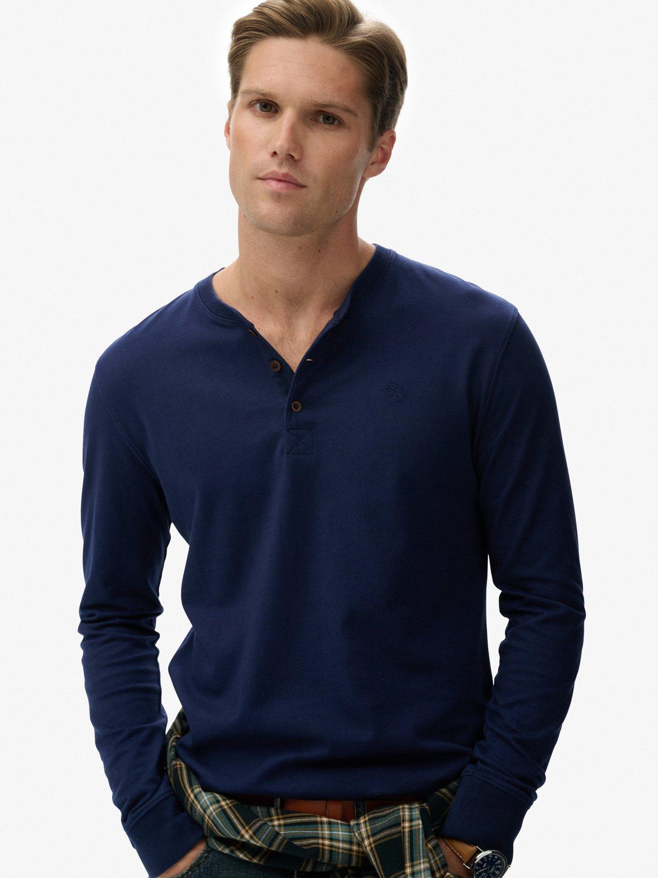  image of superdry-classic-essential-grandad-long-sleeve-t-shirt