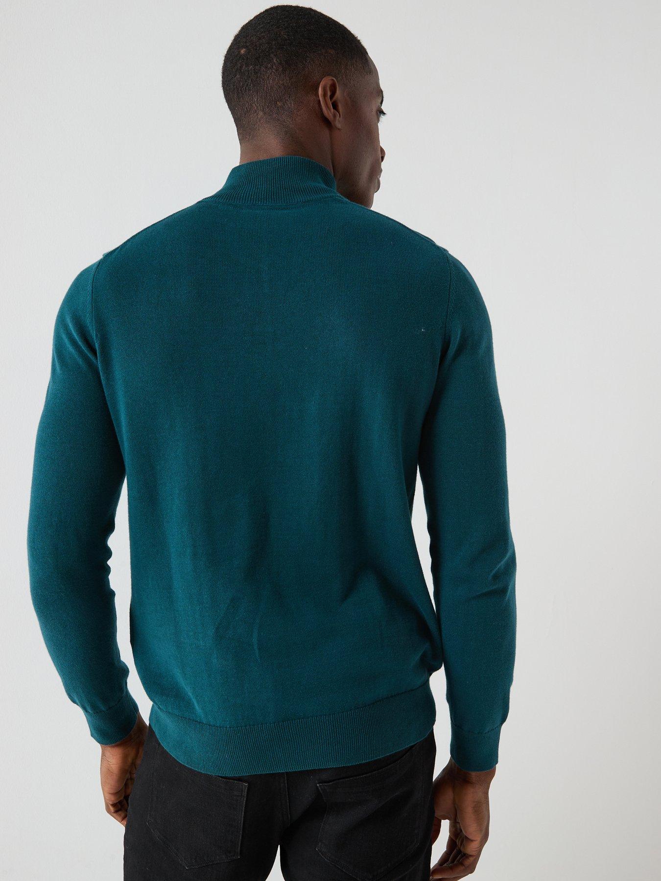 stillFront image of lyle-scott-cotton-quarter-zip-jumper-green