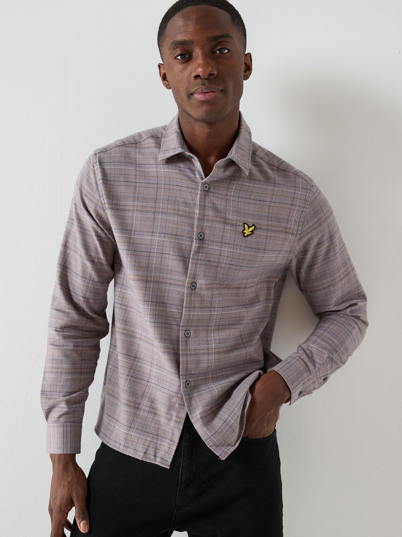 lyle-scott-checked-flannel-shirt-grey