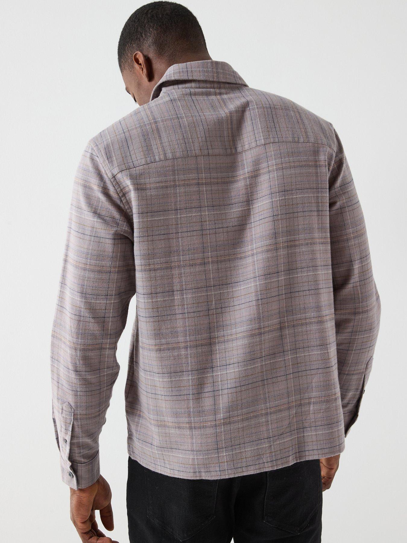  image of lyle-scott-checked-flannel-shirt-grey