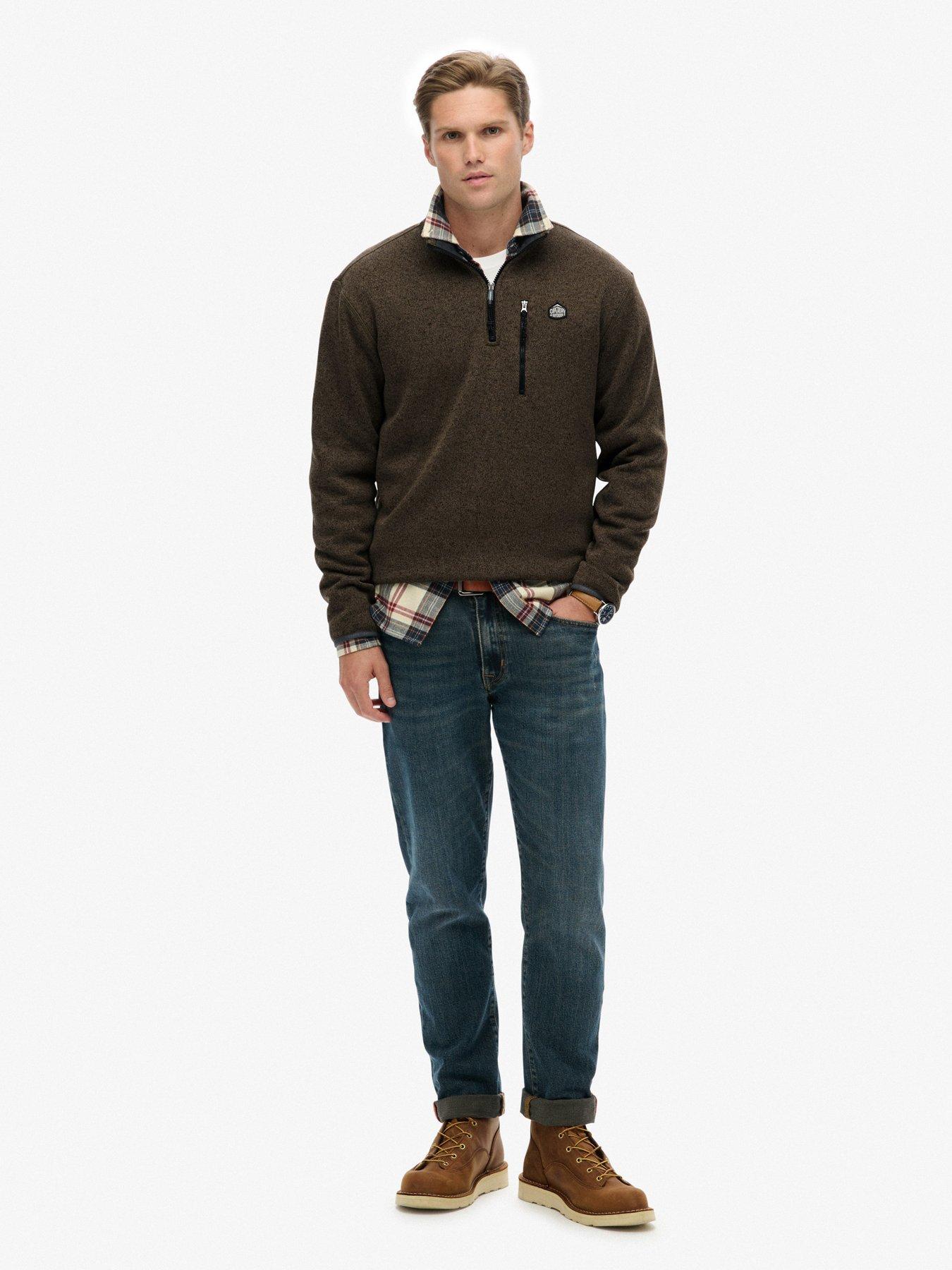 Image 3 of 6 of Superdry Storm Fleece Half Zip Sweat - Brown