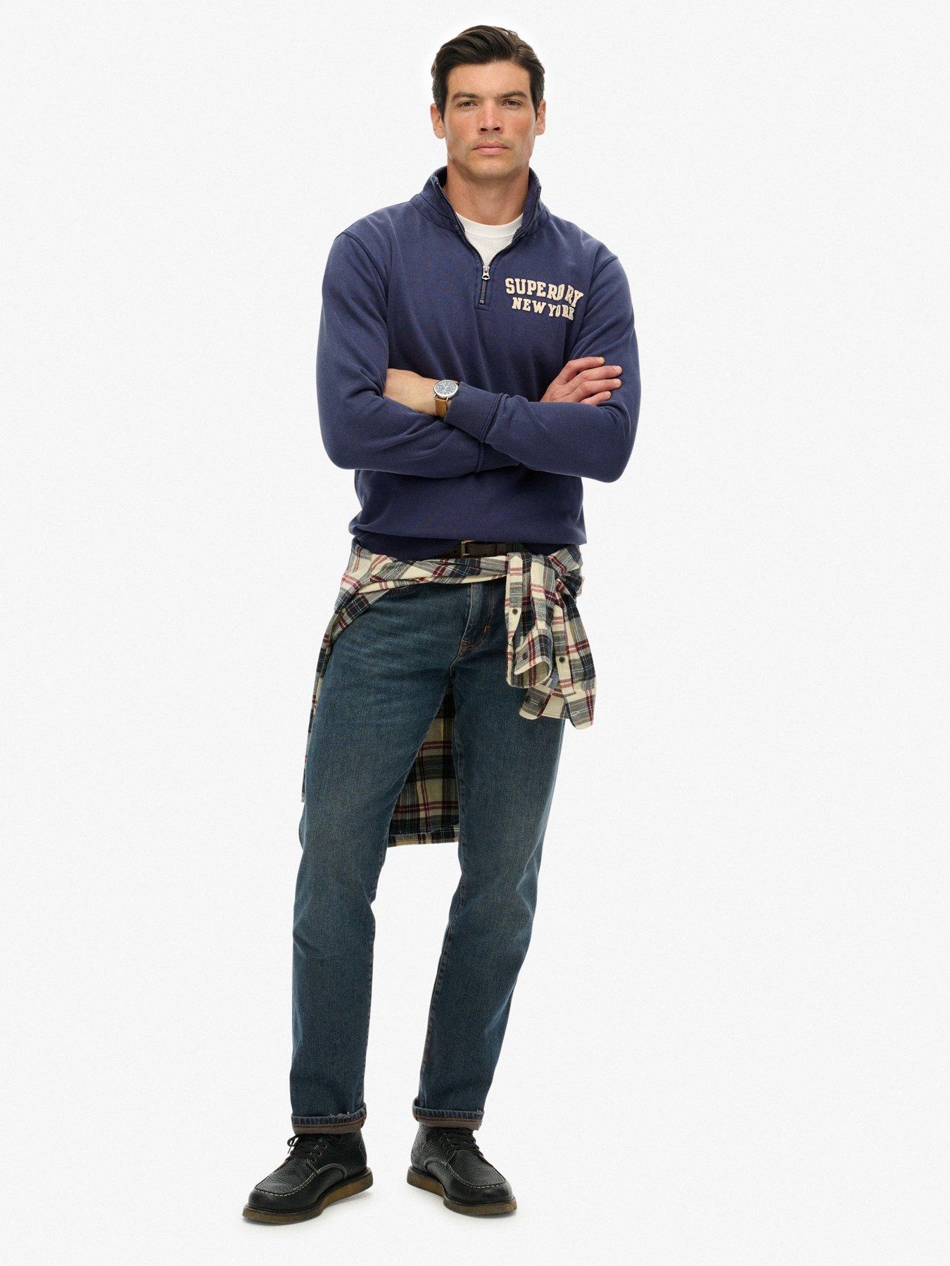  image of superdry-vintage-athletic-zip-henley-blue