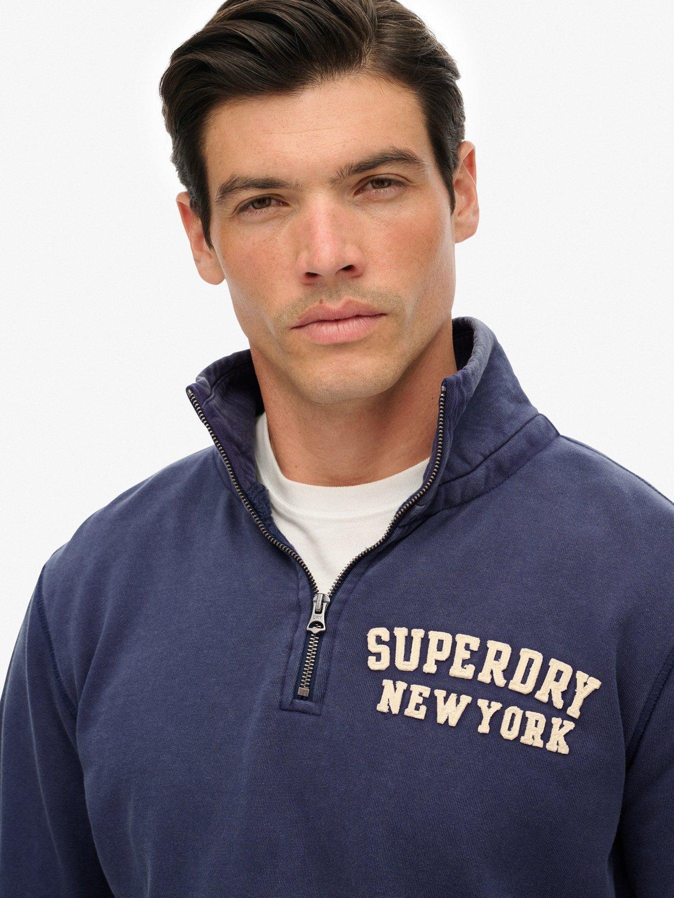  image of superdry-vintage-athletic-zip-henley-blue