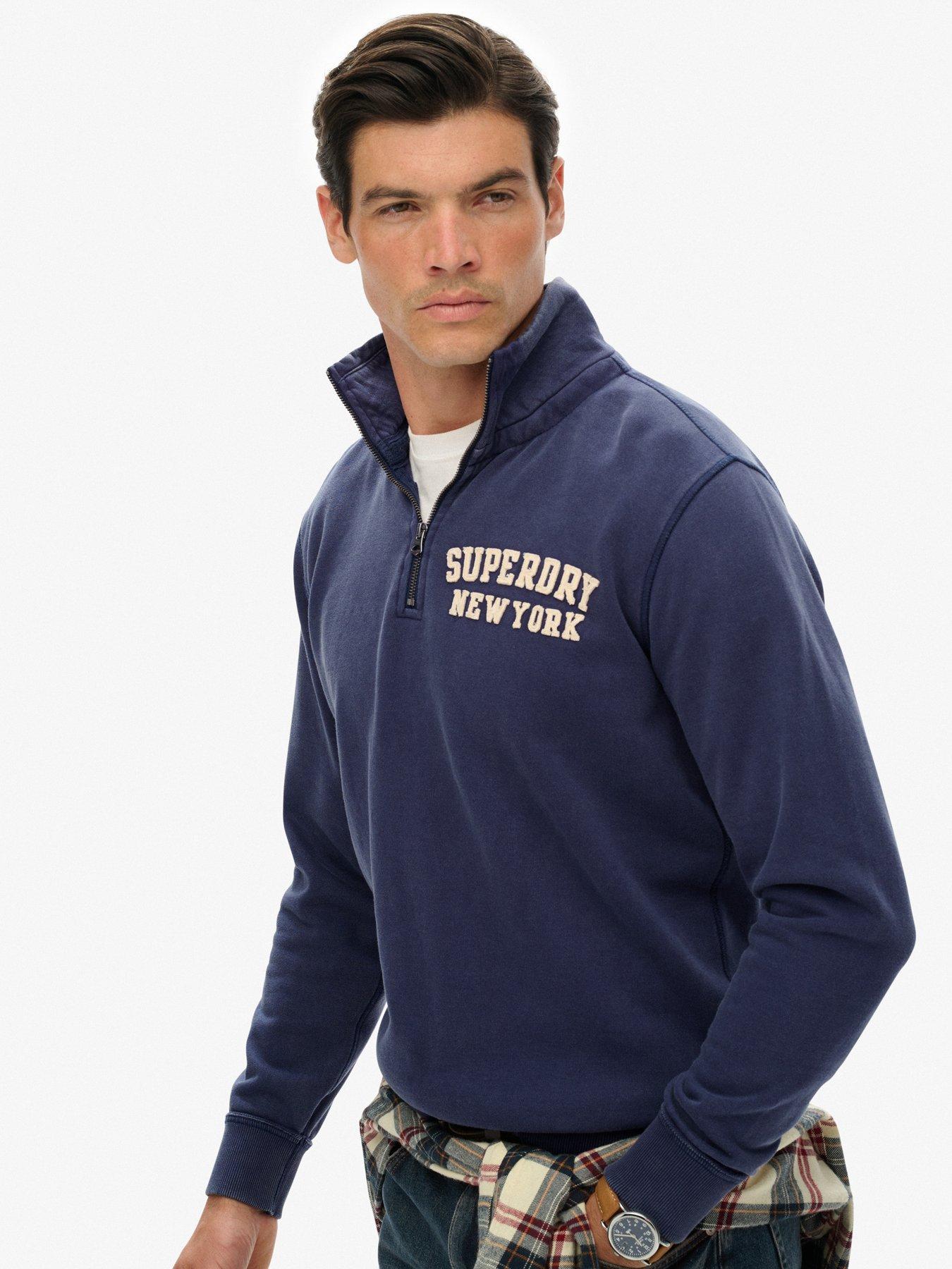  image of superdry-vintage-athletic-zip-henley-blue