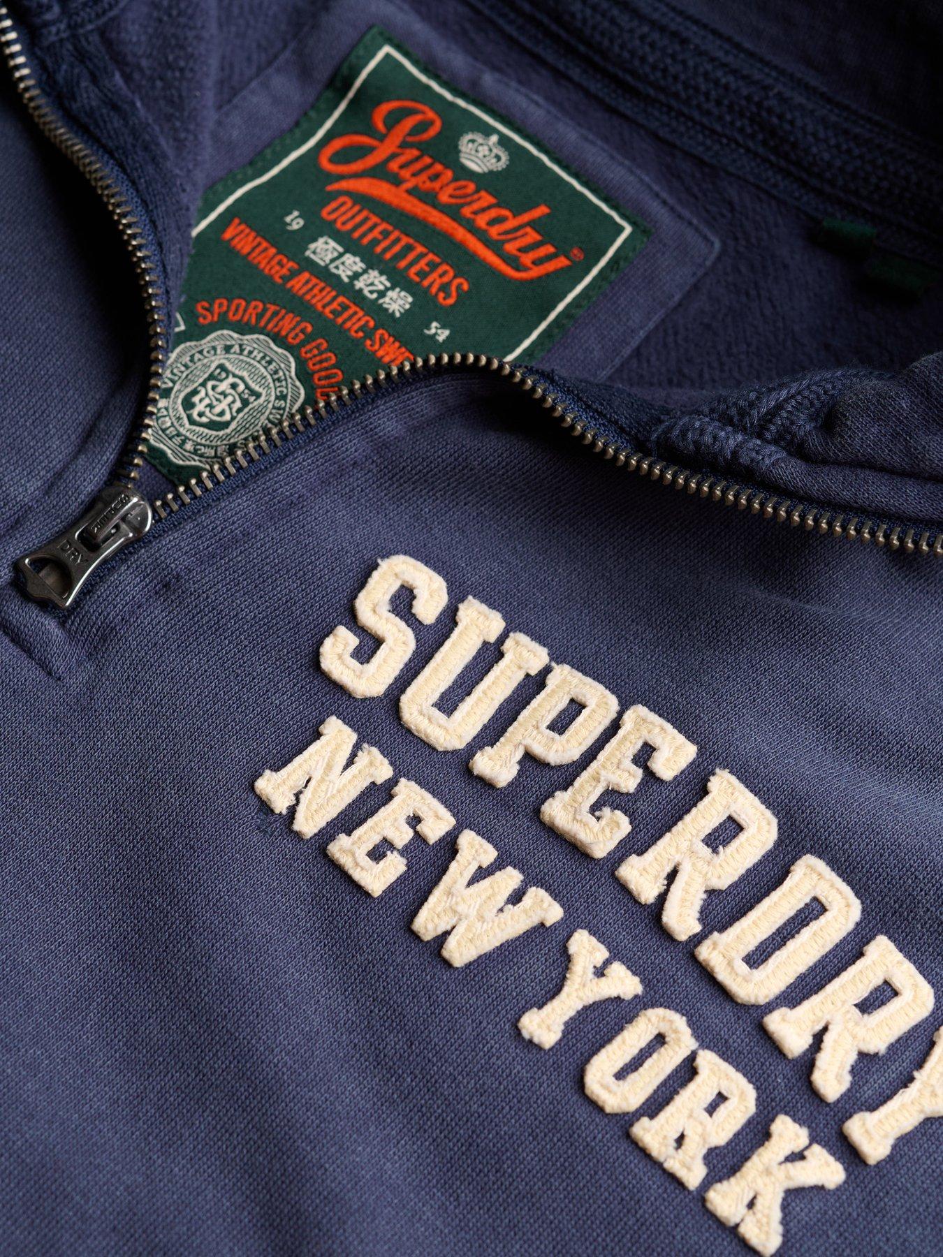  image of superdry-vintage-athletic-zip-henley-blue