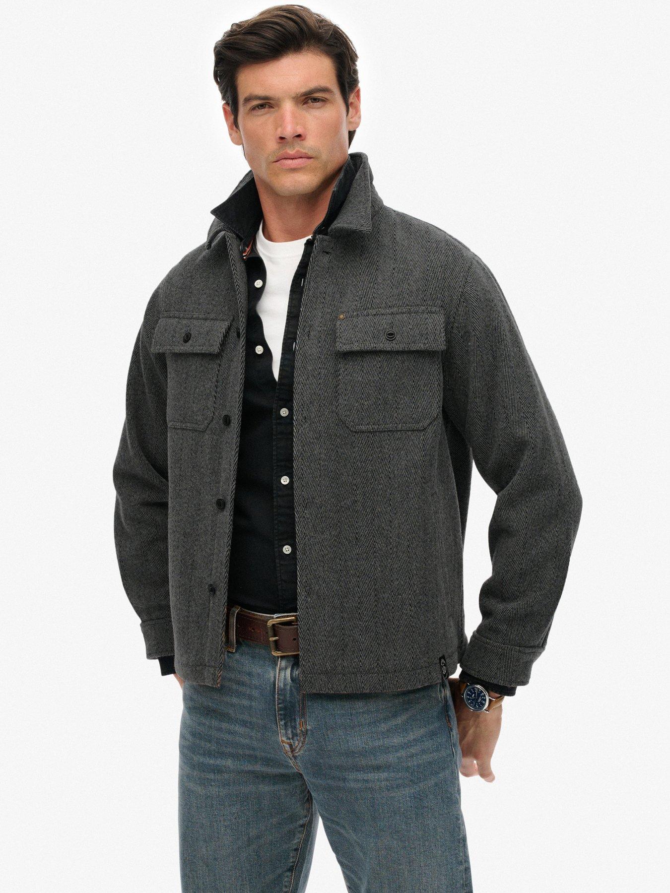 Superdry Merchant Herringbone Overshirt - Grey