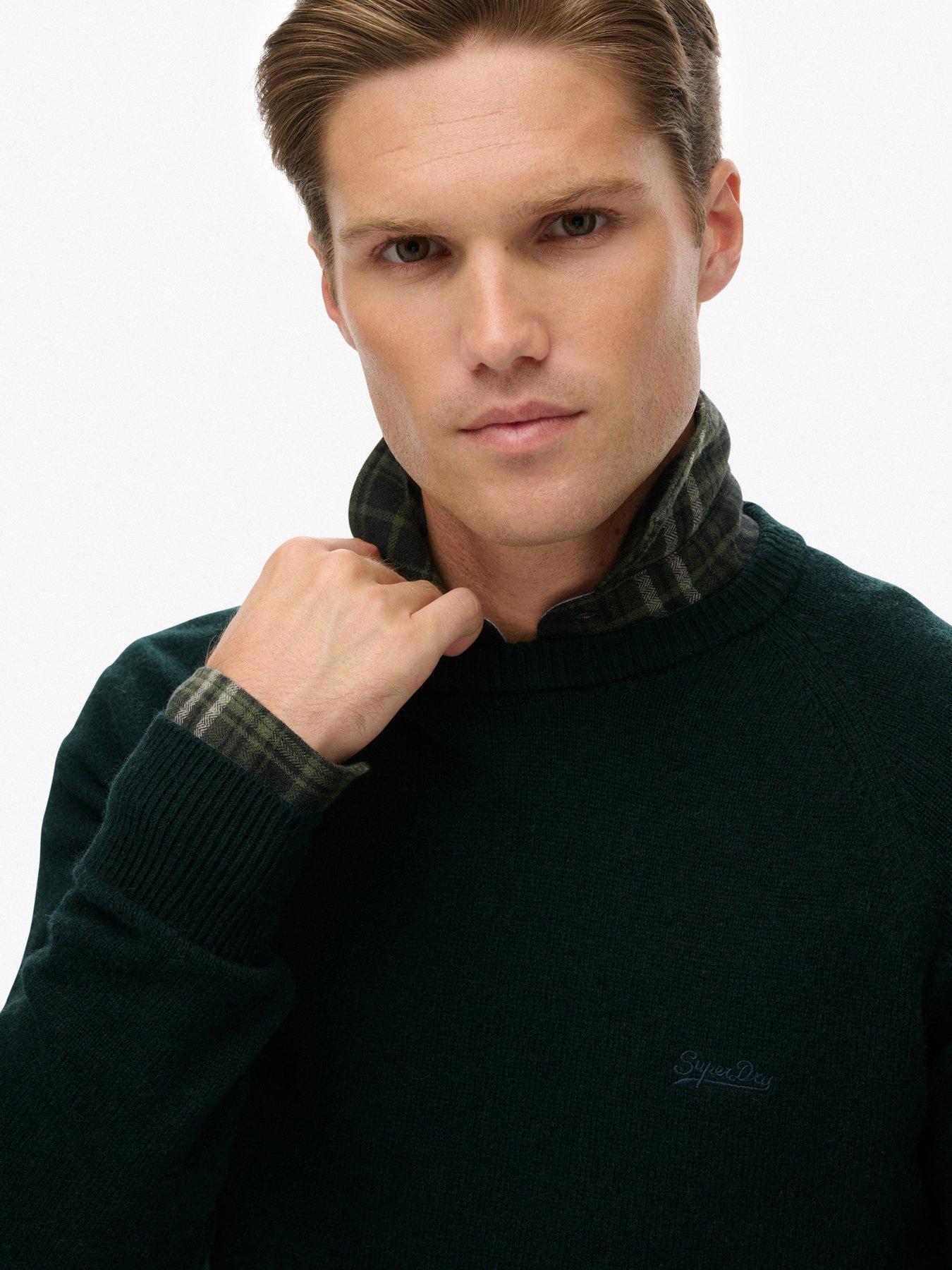  image of superdry-wool-blend-knitted-jumper-forest-green