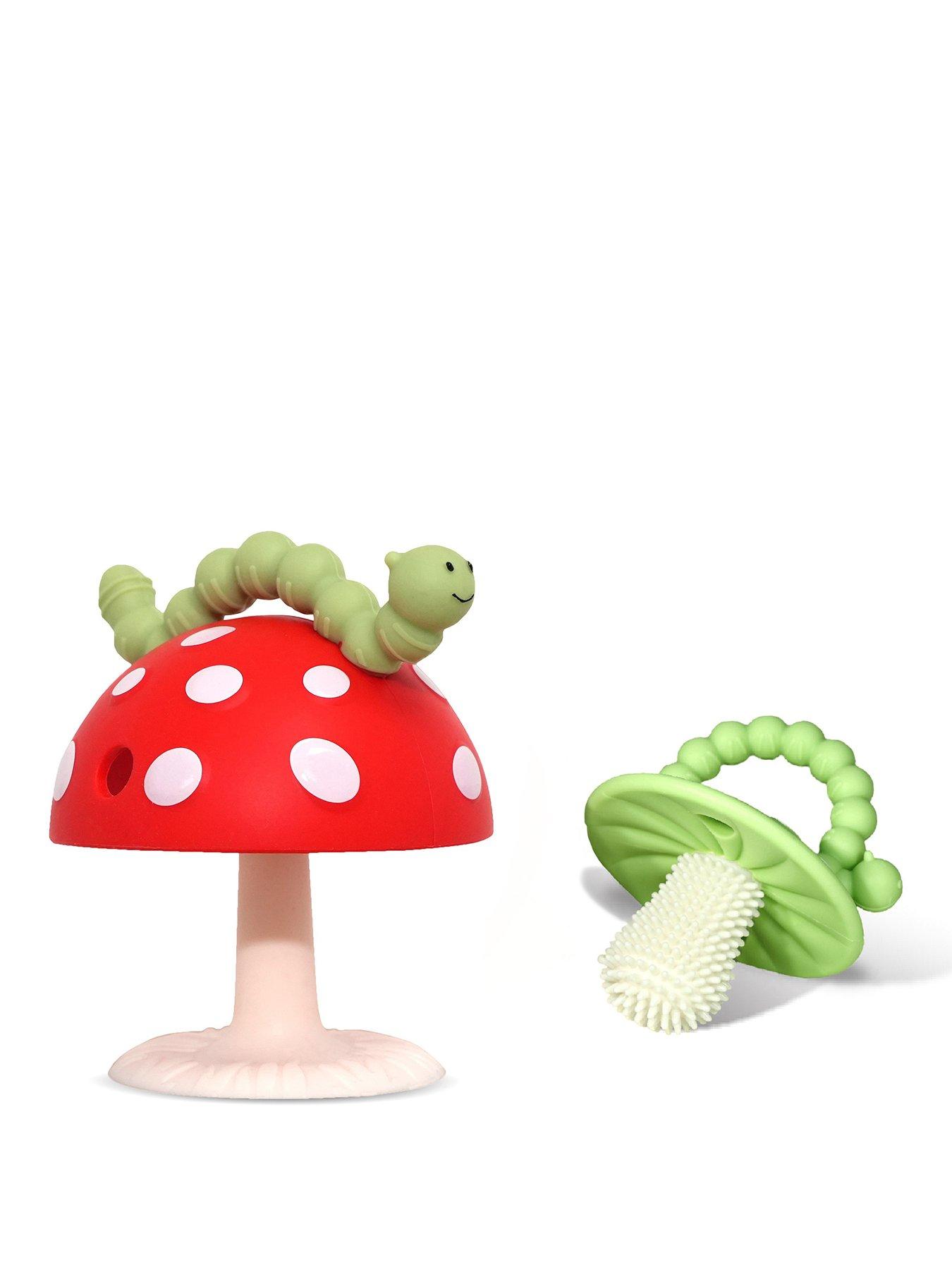 undefined Chompy Mushroom Teether & Grip 2 Pk Set (Pouch) Red/Green