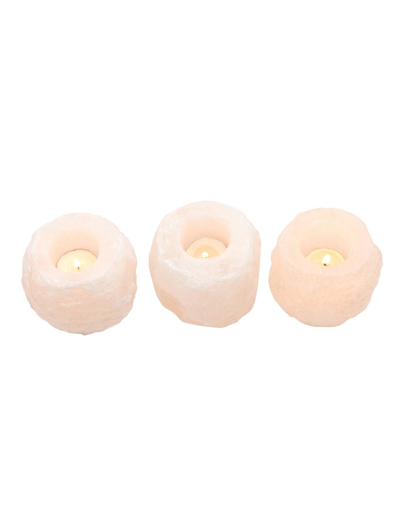 Image 2 of 4 of Hestia Serenity Set Of 3 Natural White Rock Salt Tealight Holders