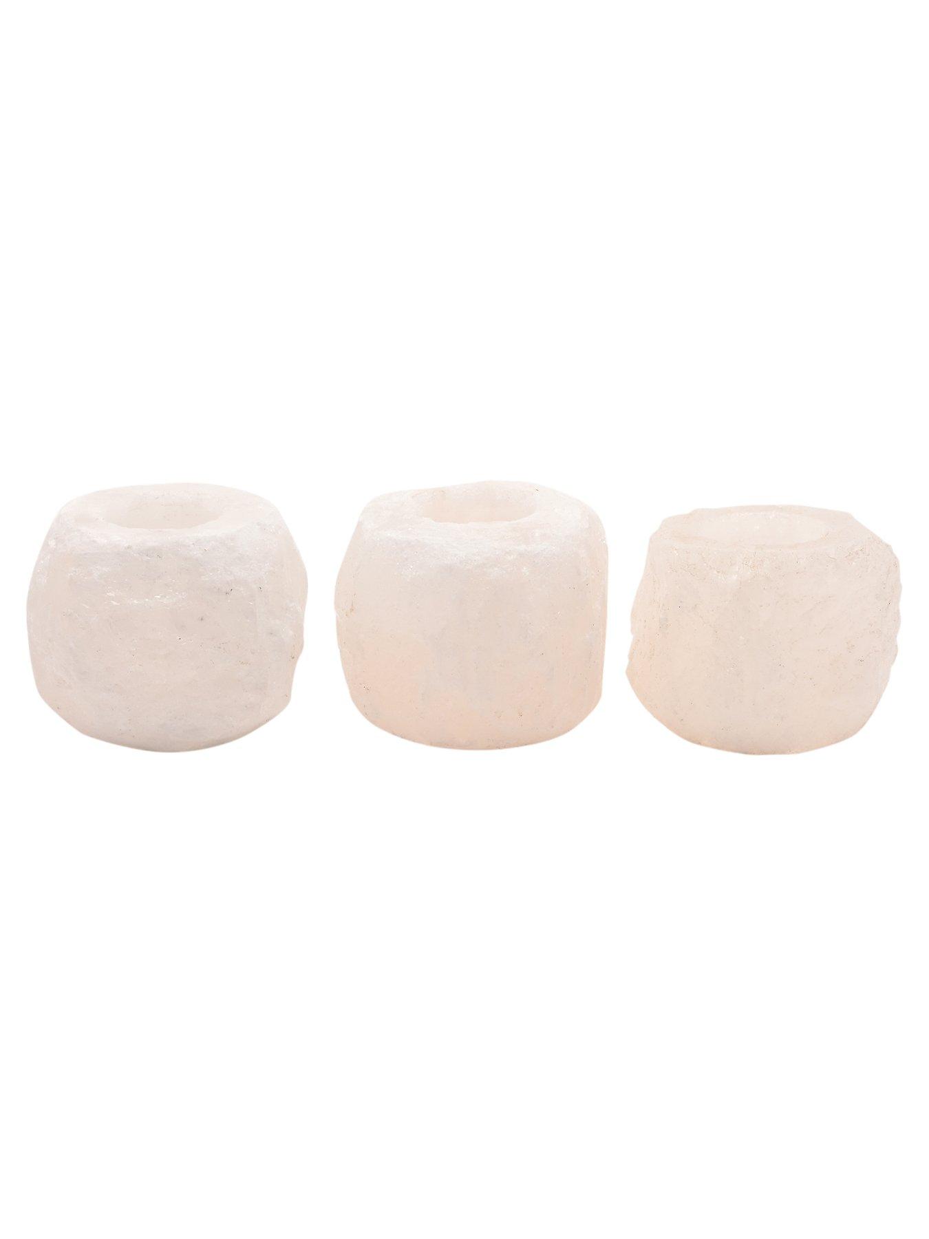 Image 3 of 4 of Hestia Serenity Set Of 3 Natural White Rock Salt Tealight Holders