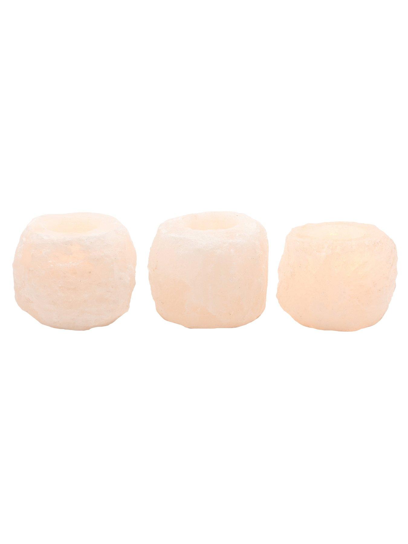 Image 4 of 4 of Hestia Serenity Set Of 3 Natural White Rock Salt Tealight Holders