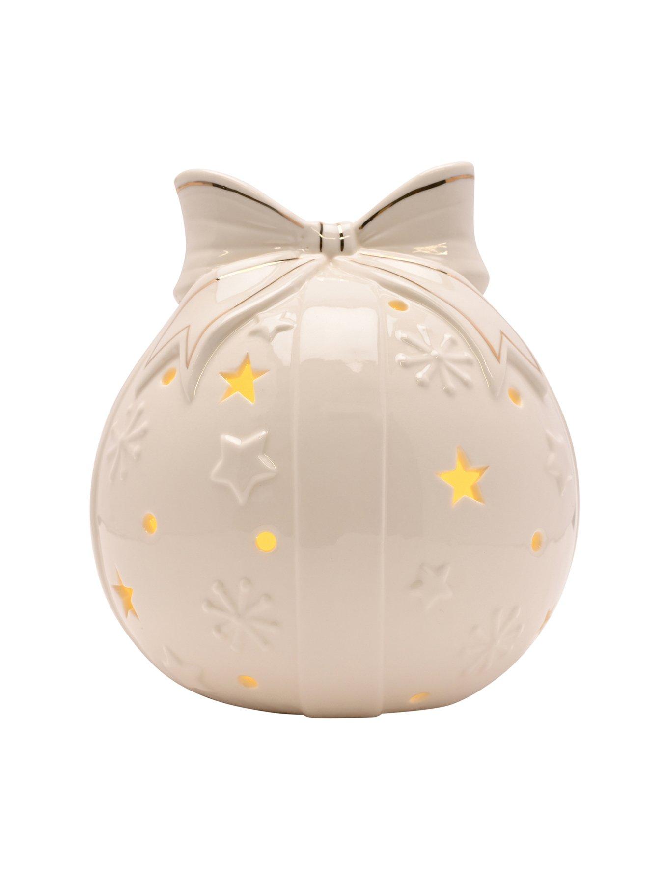 The Christmas Gift Co Ceramic Led Light Up Snowman 20cm