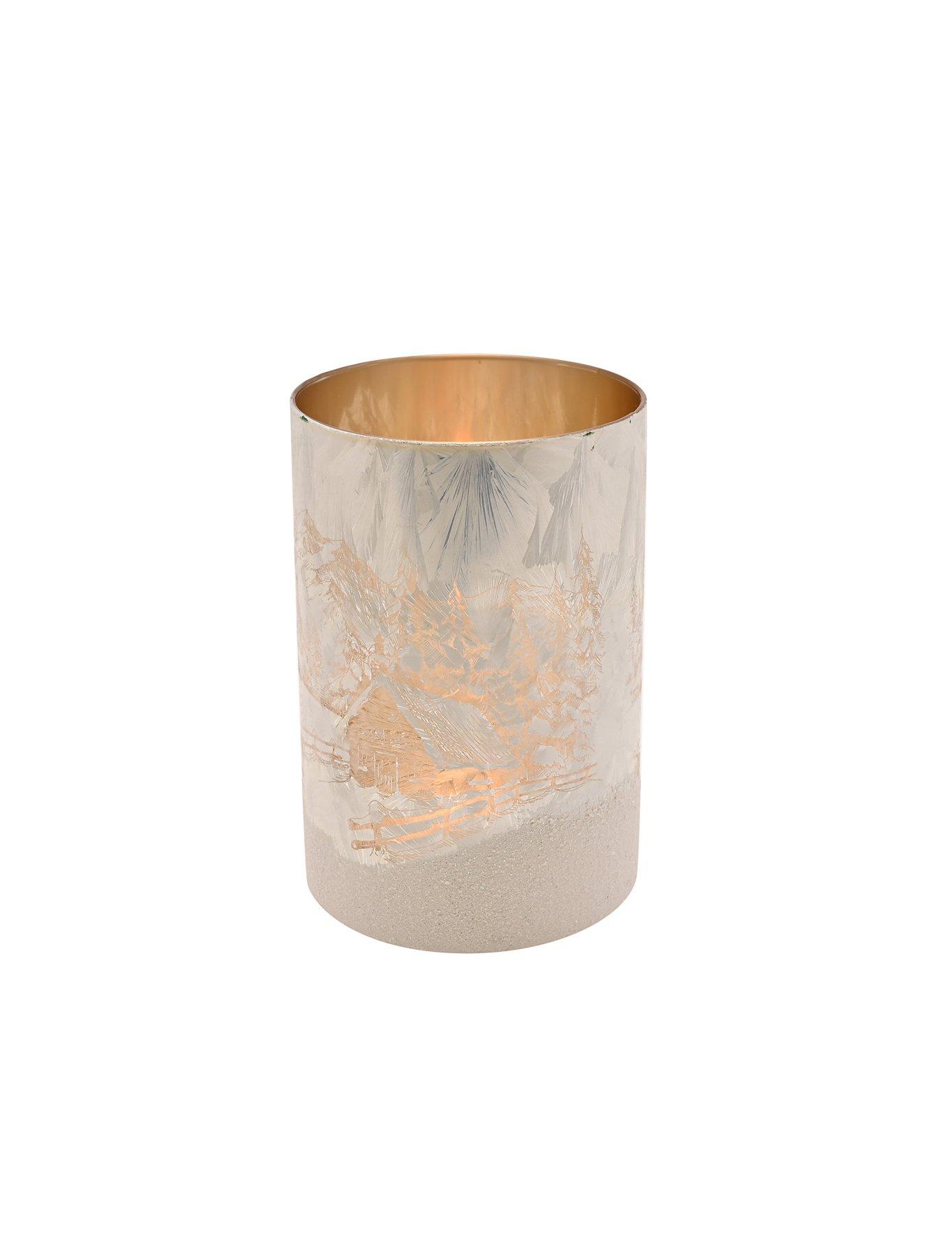 The Christmas Gift Co 13.5cm Frosted Glass Candle Holder