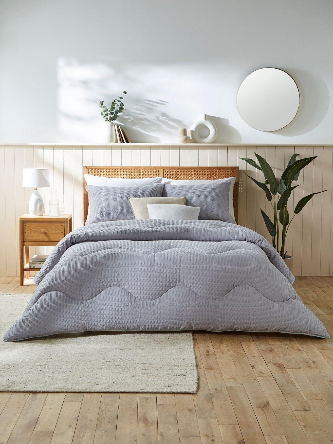 Night Lark Cotton Waffle 10.5 Tog Coverless Quilt - White