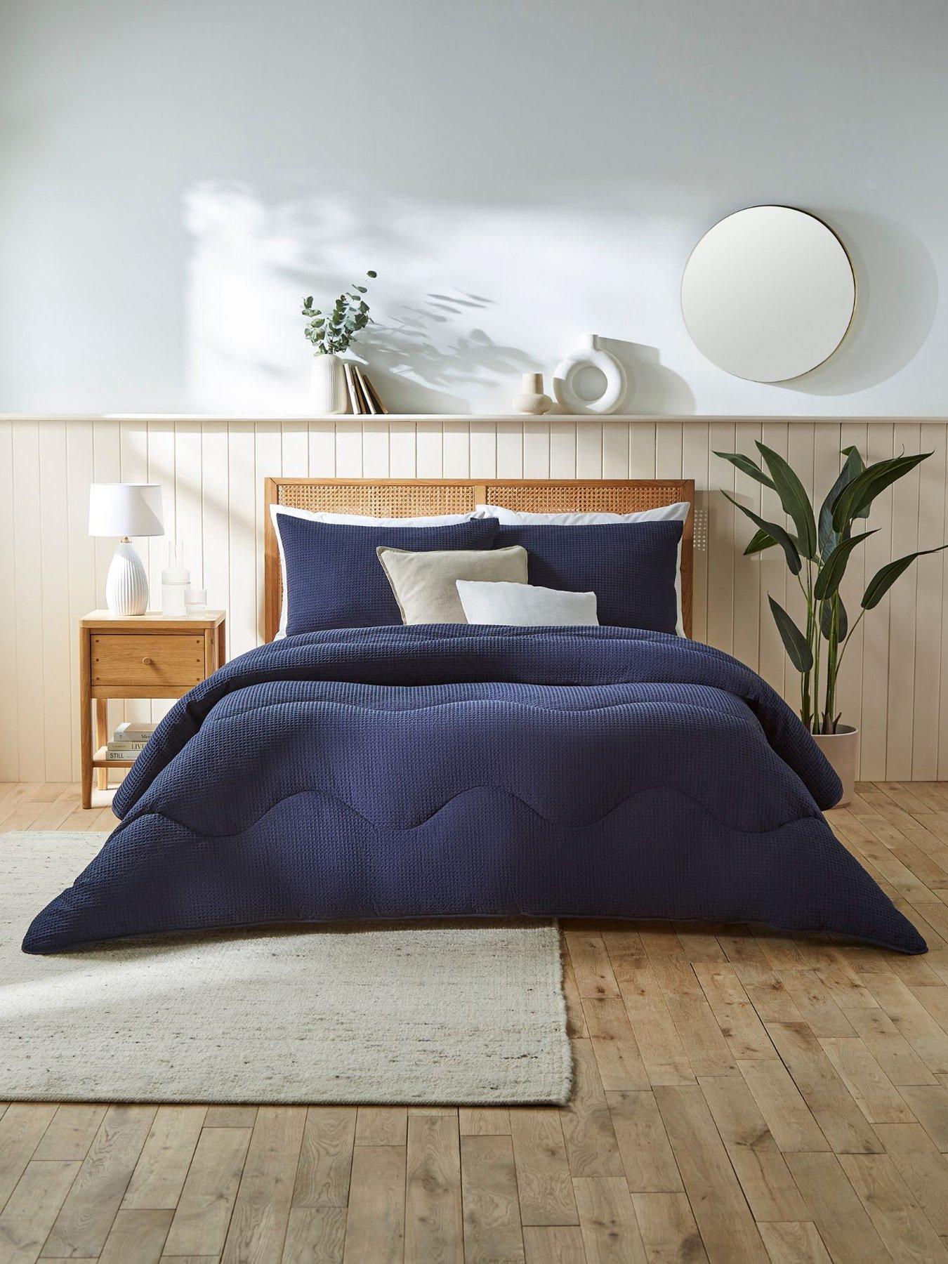 Night Lark Cotton Waffle 10.5 Tog Coverless Quilt - White