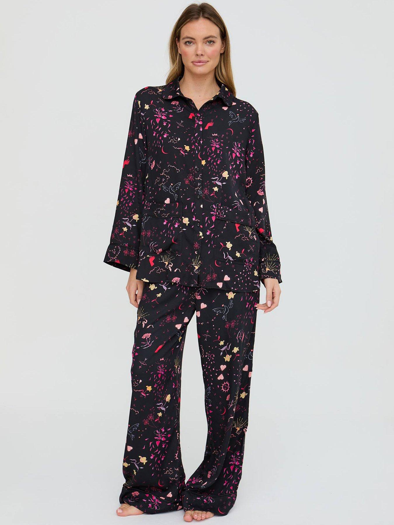 Lily & Lionel Evie Love Letter Printed Pjyama Set - Black