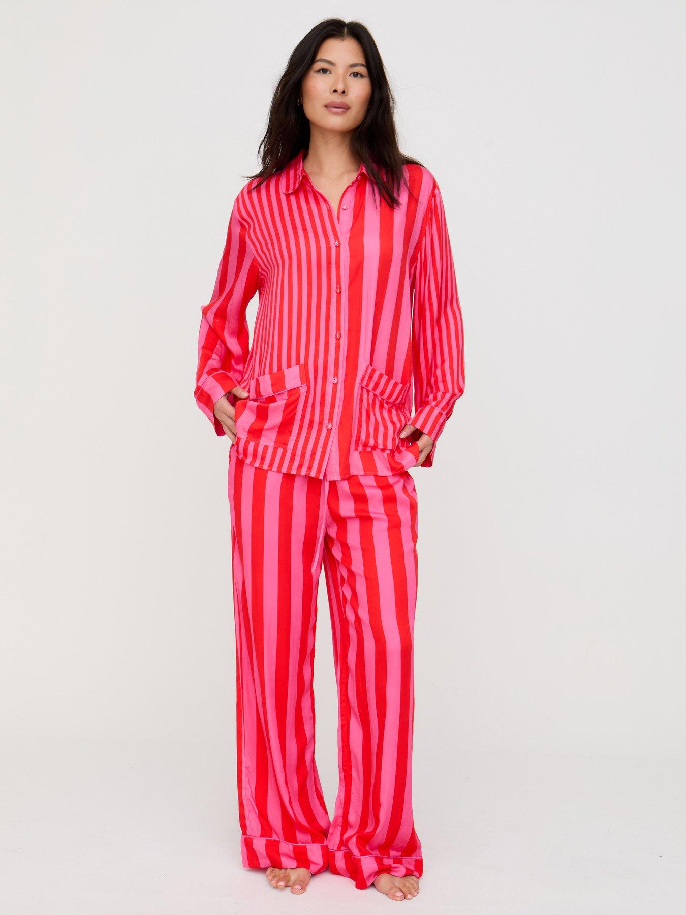 Image 1 of 5 of Lily & Lionel Evie Mixed Stripe Printed Pjyama Set - Pink
