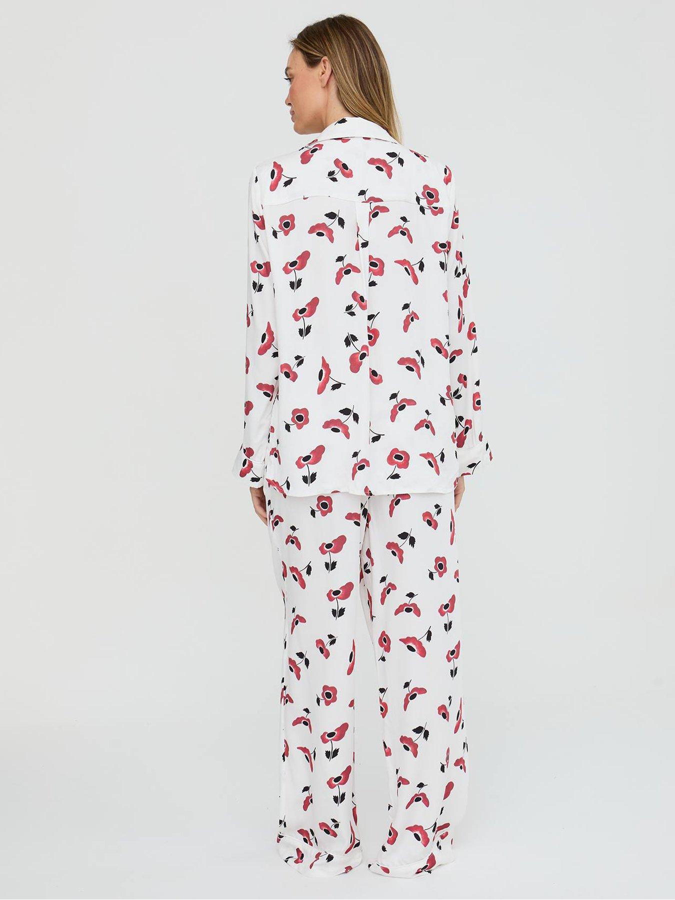  image of lily-lionel-evie-red-poppy-printed-pjyama-set-white