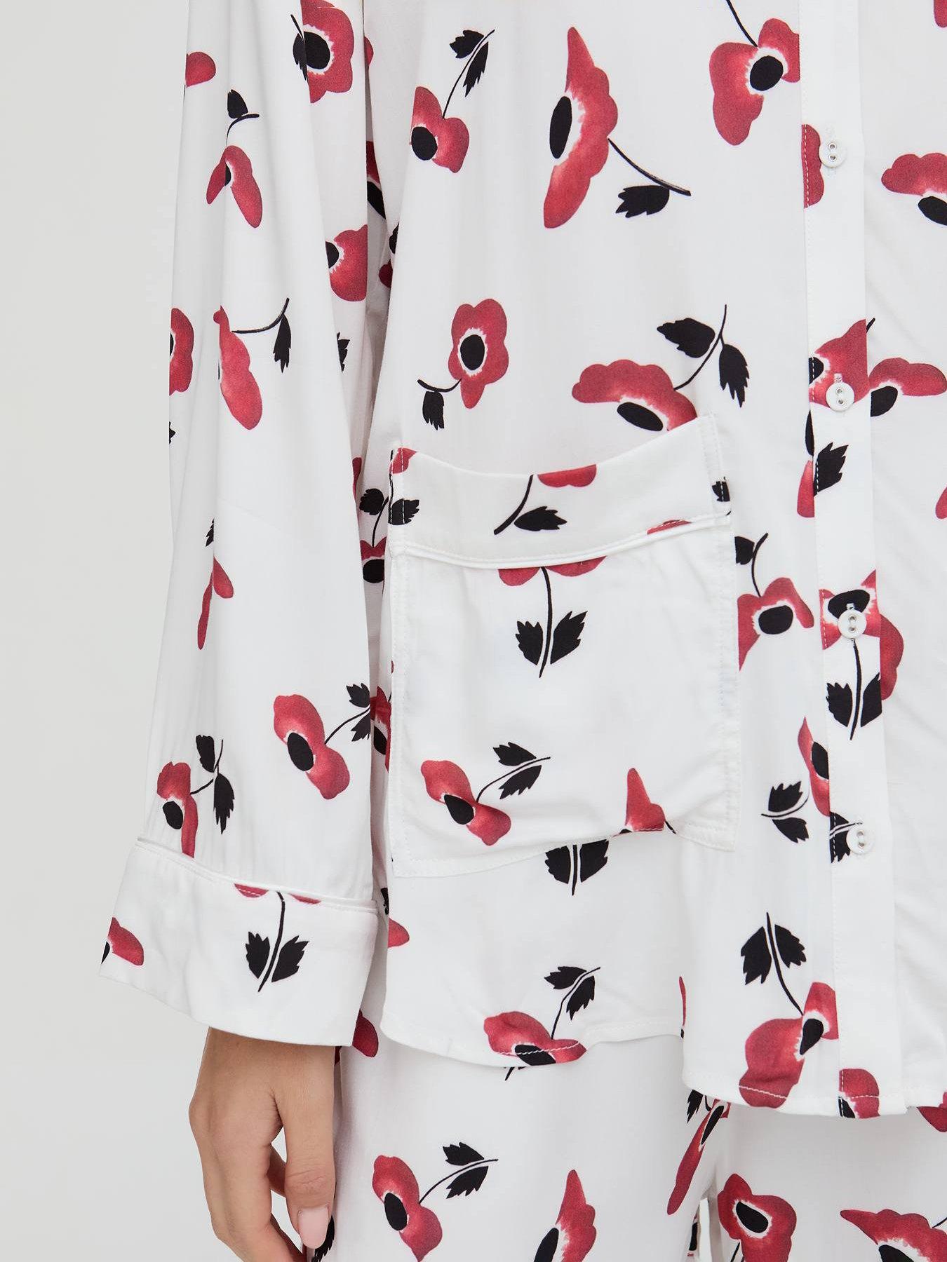  image of lily-lionel-evie-red-poppy-printed-pjyama-set-white