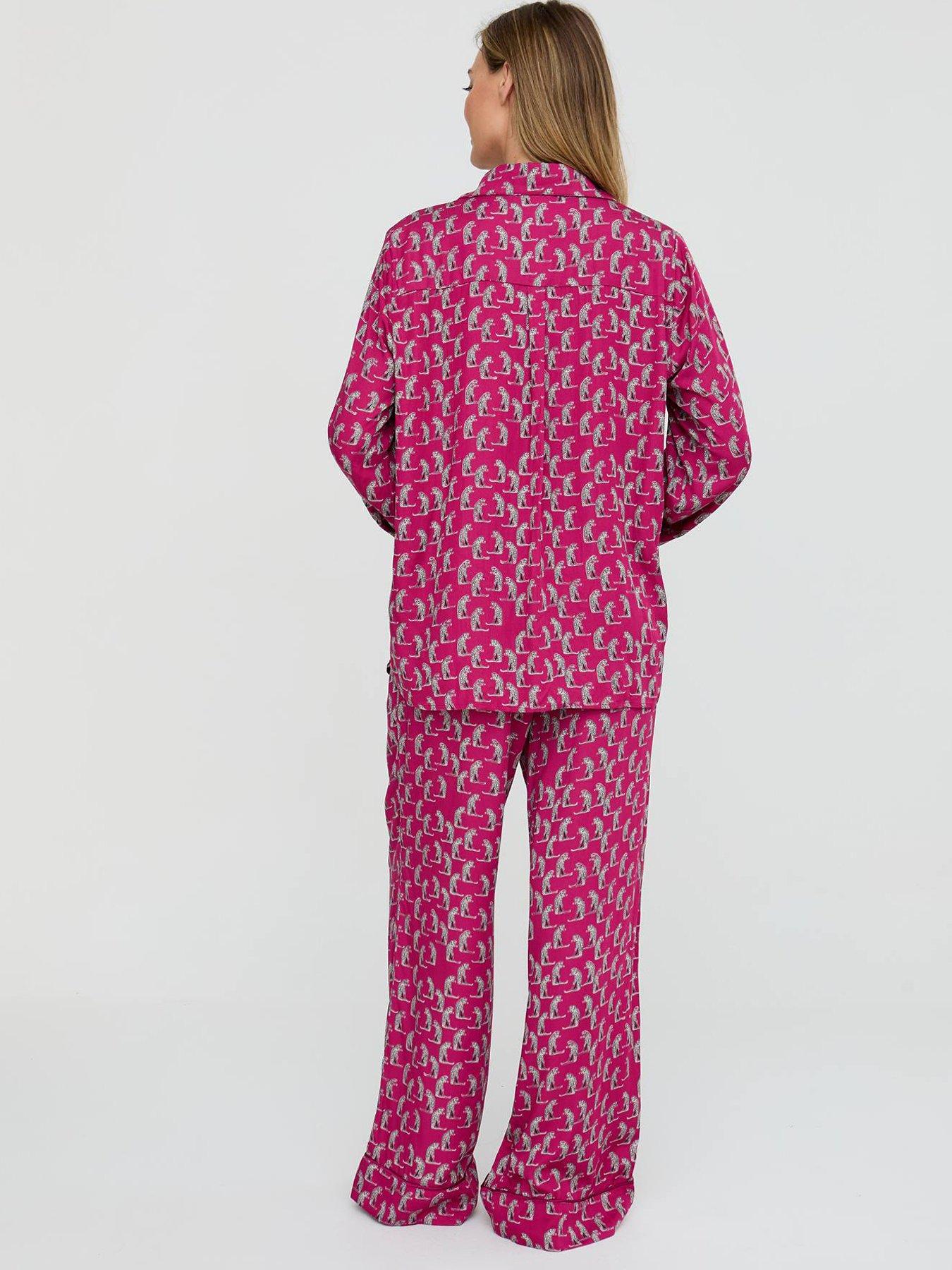 Image 2 of 5 of Lily & Lionel Evie Leopard Printed Pyjama Set - Dark Red