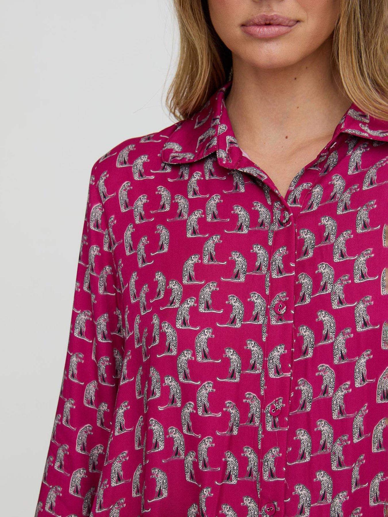 Image 5 of 5 of Lily & Lionel Evie Leopard Printed Pyjama Set - Dark Red