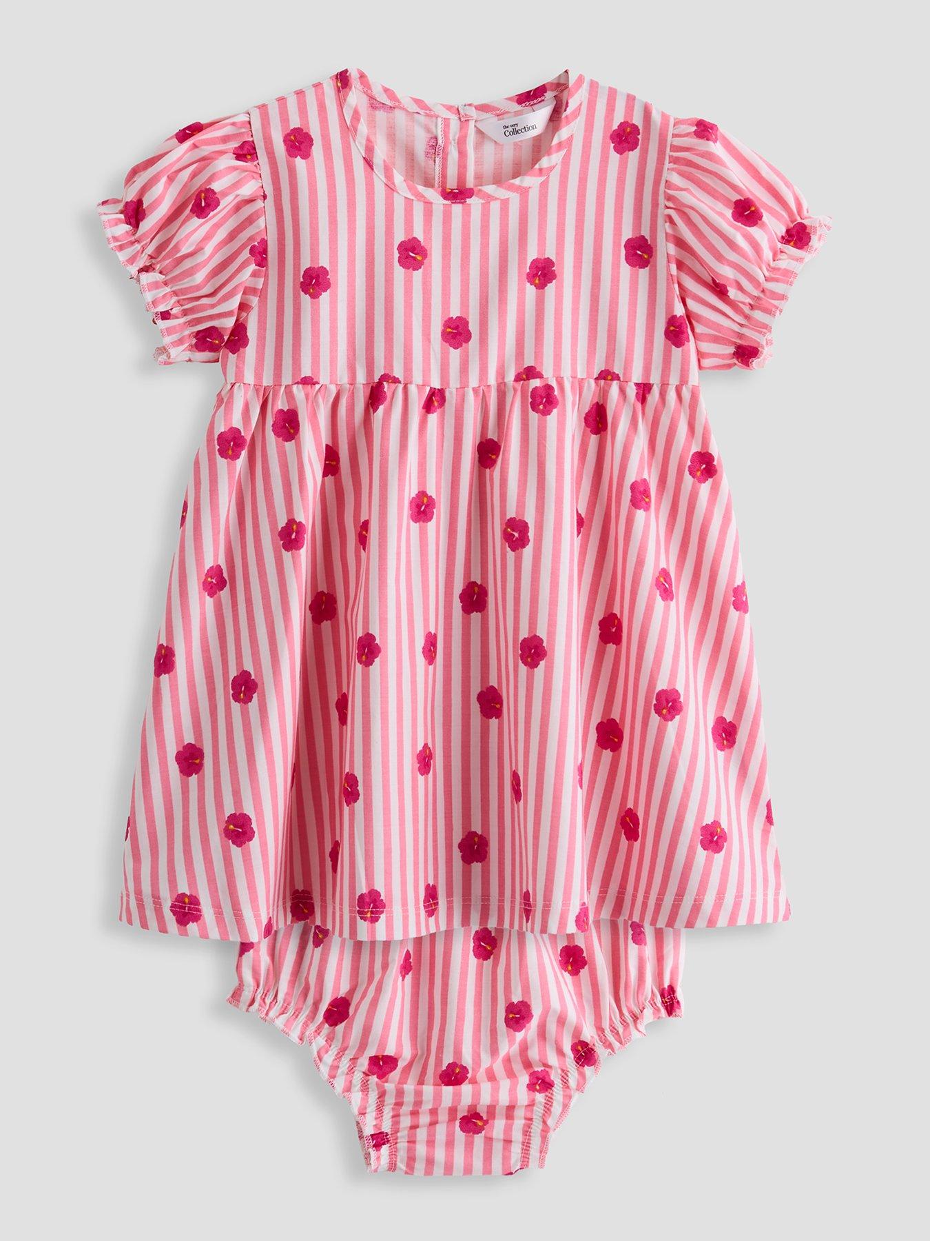 The Very Collection Baby Girl Floral Print Stripe Dress Set - Pink