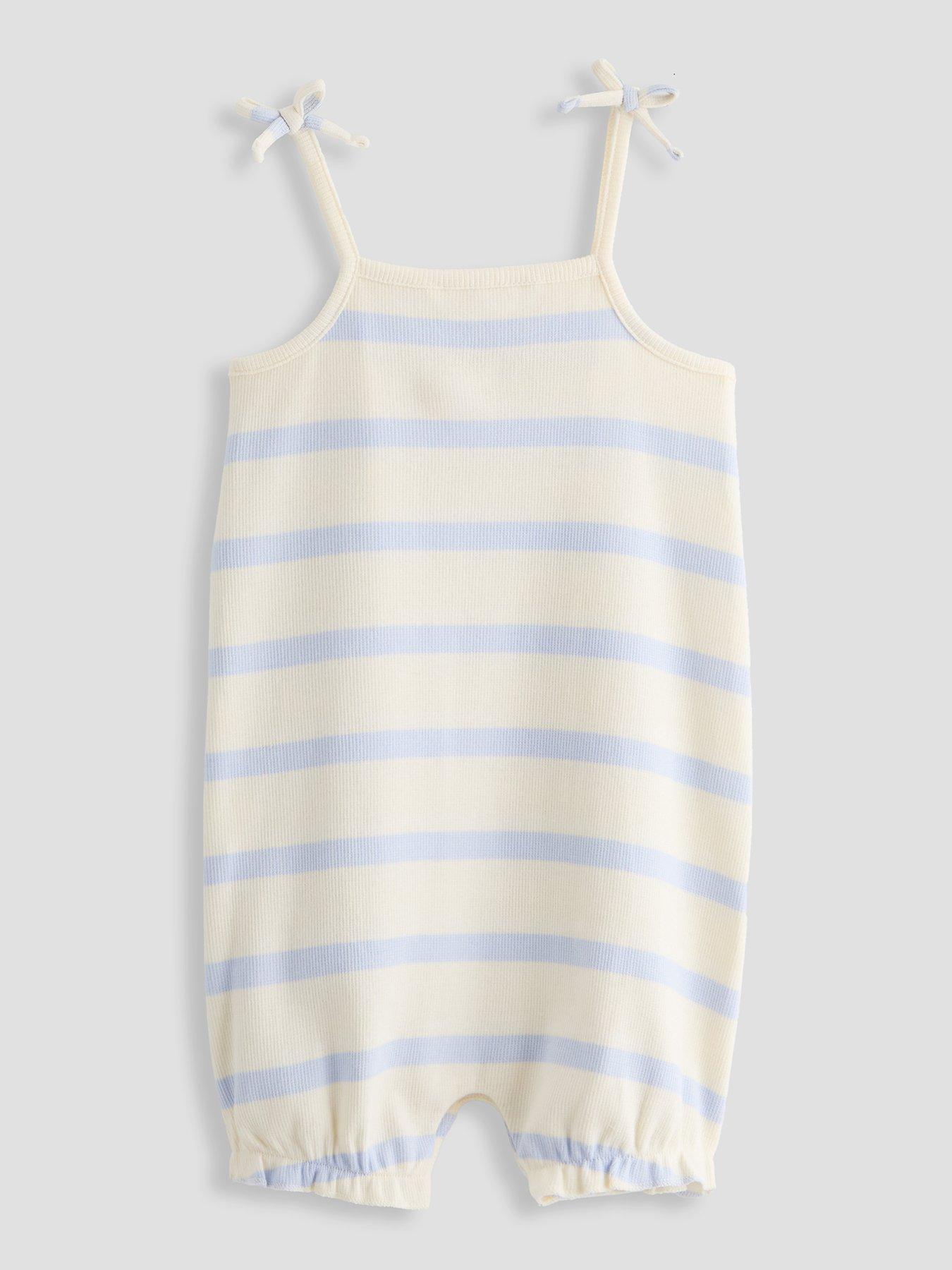 Image 3 of 5 of The Very Collection Baby Girl2 Pack Ribbed Stripe Long Leg Rompersuits