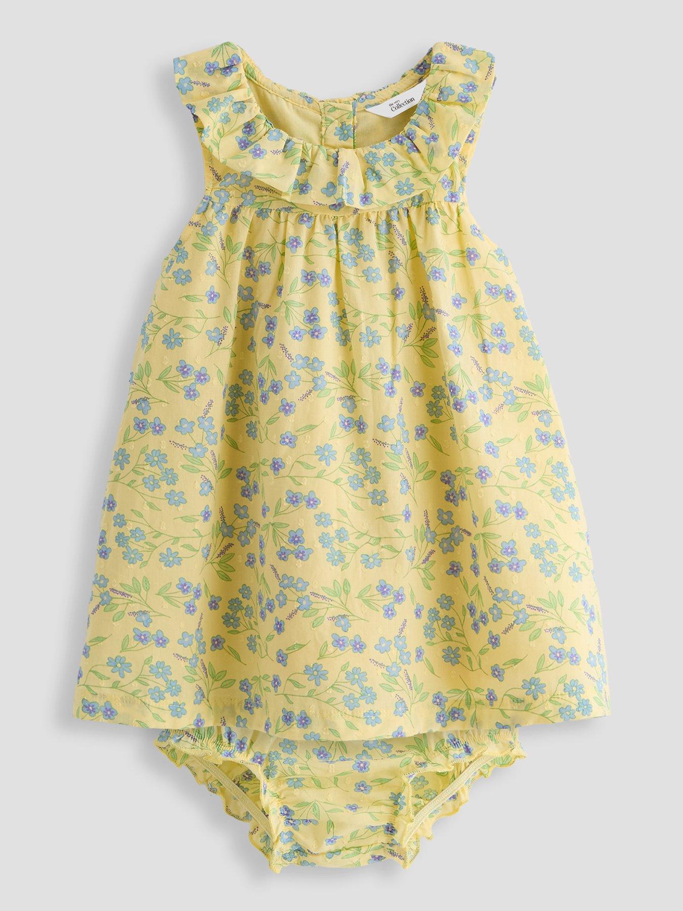 Image 1 of 5 of The Very Collection Baby Girl Ditsy Woven Dress And Knicker Set