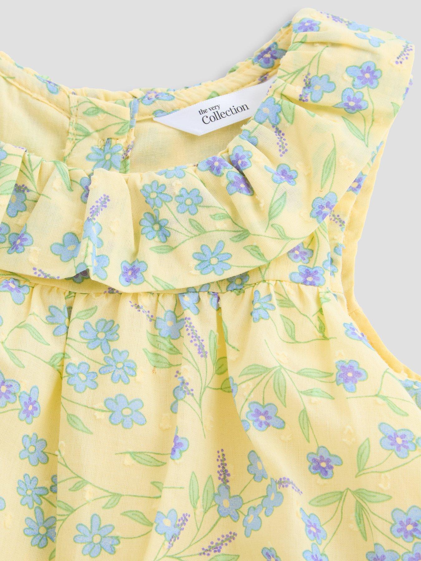 Image 5 of 5 of The Very Collection Baby Girl Ditsy Woven Dress And Knicker Set